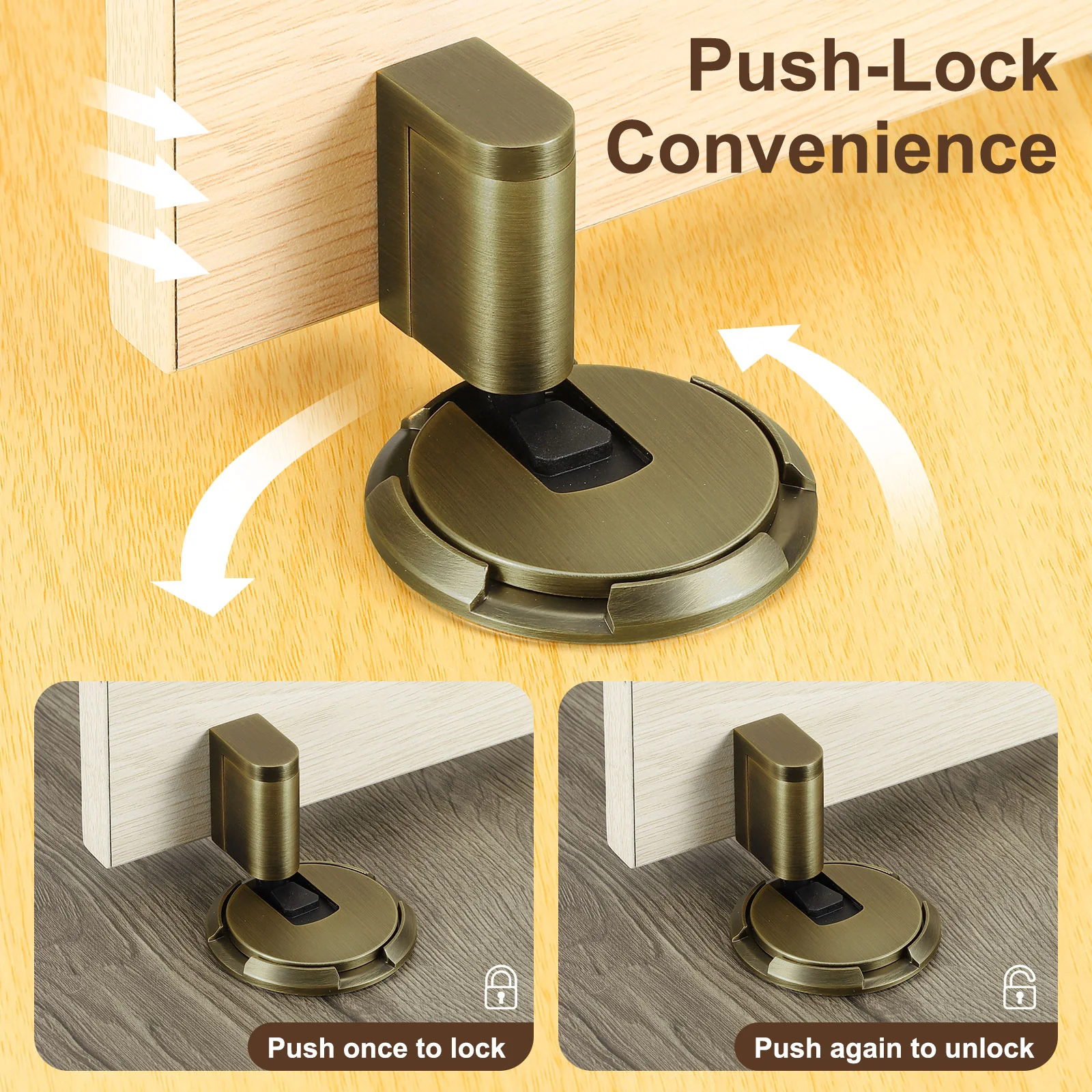 Uxcell Magnetic Door Stopper, Silent Magnetic Floor Door Stop with Adhesive, Bronze - Image 4