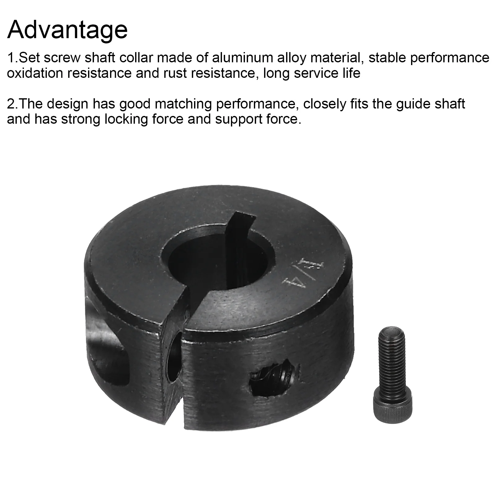 Shaft Collar 1/4" Bore Single Split Carbon Steel Clamping Collar Shaft Collars with Set Screw Black - Image 4