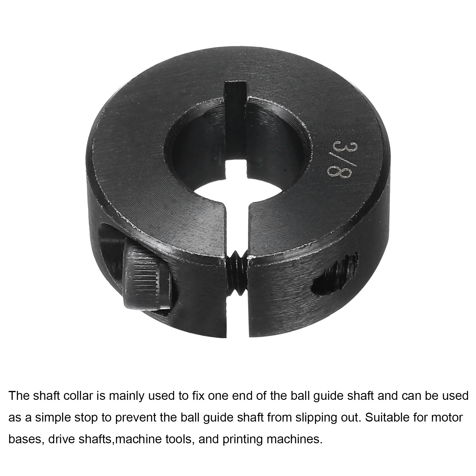 Shaft Collar 3/8" Bore Single Split Carbon Steel Clamping Collar Shaft Collars with Set Screw Black 2 Pack - Image 3