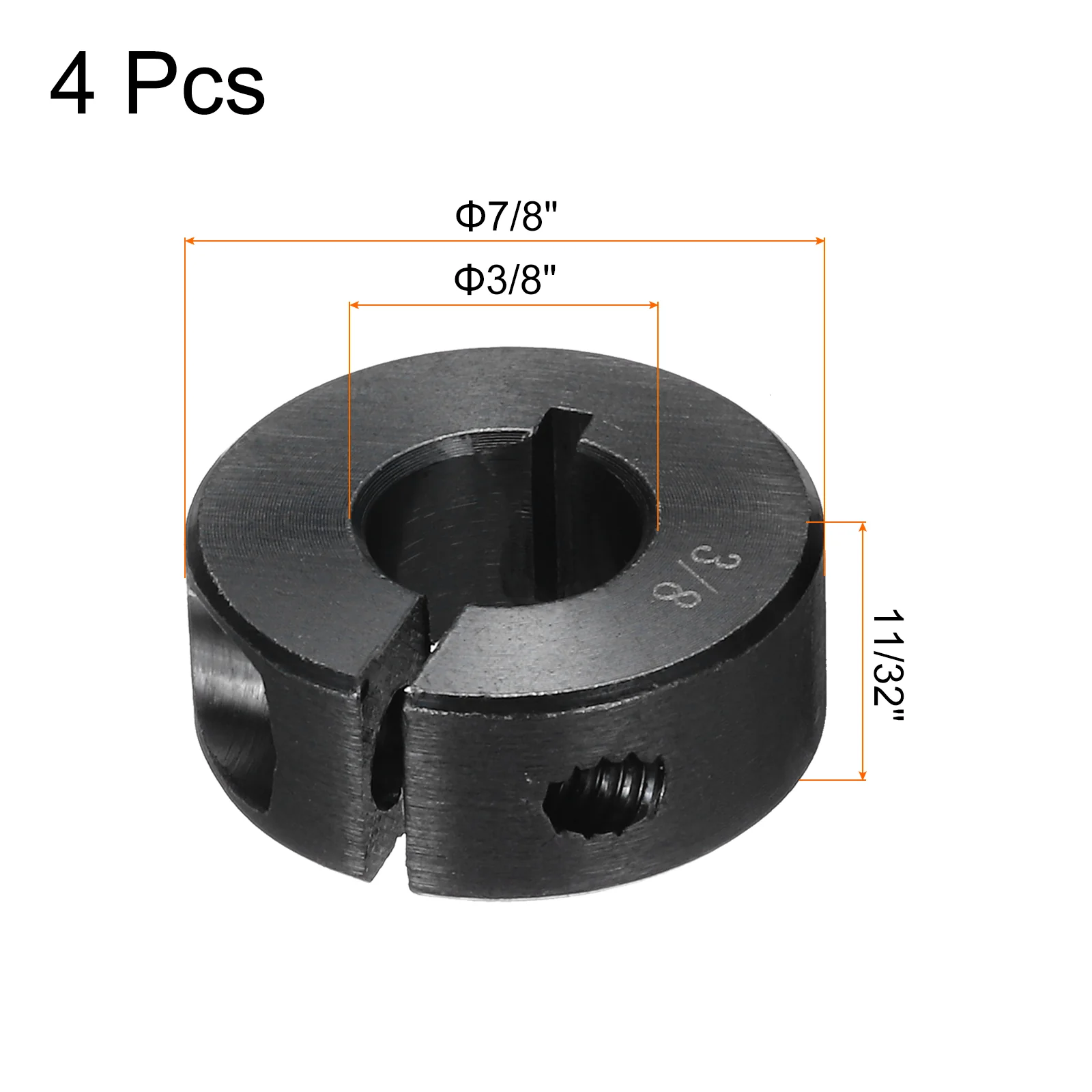 Shaft Collar 3/8" Bore Single Split Carbon Steel Clamping Collar Shaft Collars with Set Screw Black 4 Pack - Image 2