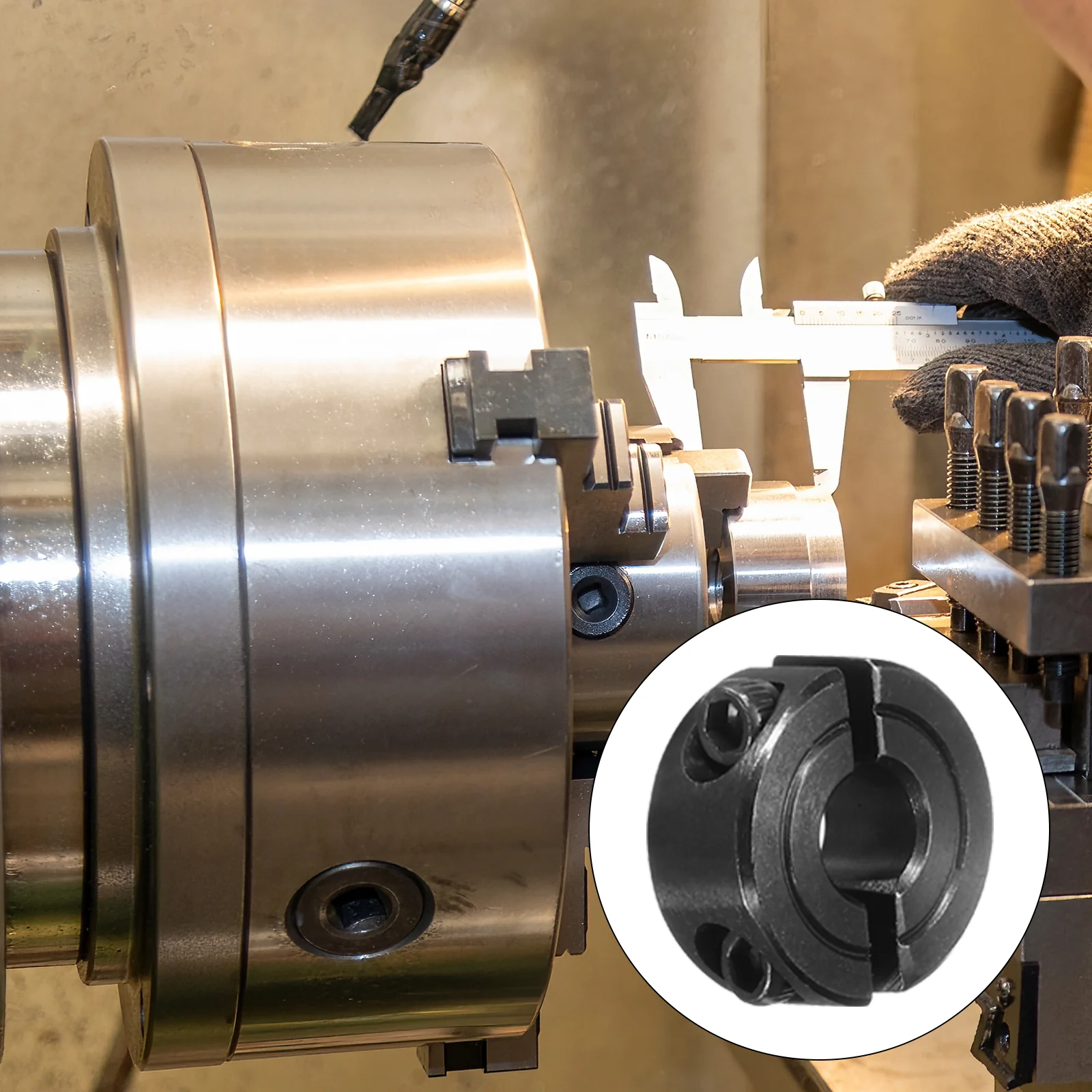 Shaft Collar 1/4" Bore Double Split Carbon Steel Clamping Collar Shaft Collars with Set Screw Black - Image 5