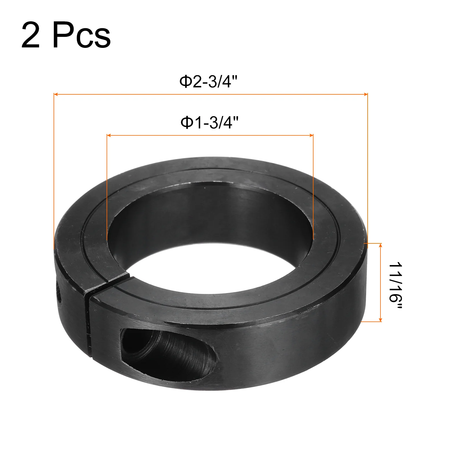 Shaft Collar 1 3/4" Bore Single Split Carbon Steel Clamping Collar Shaft Collars with Set Screw Black 2 Pack - Image 2