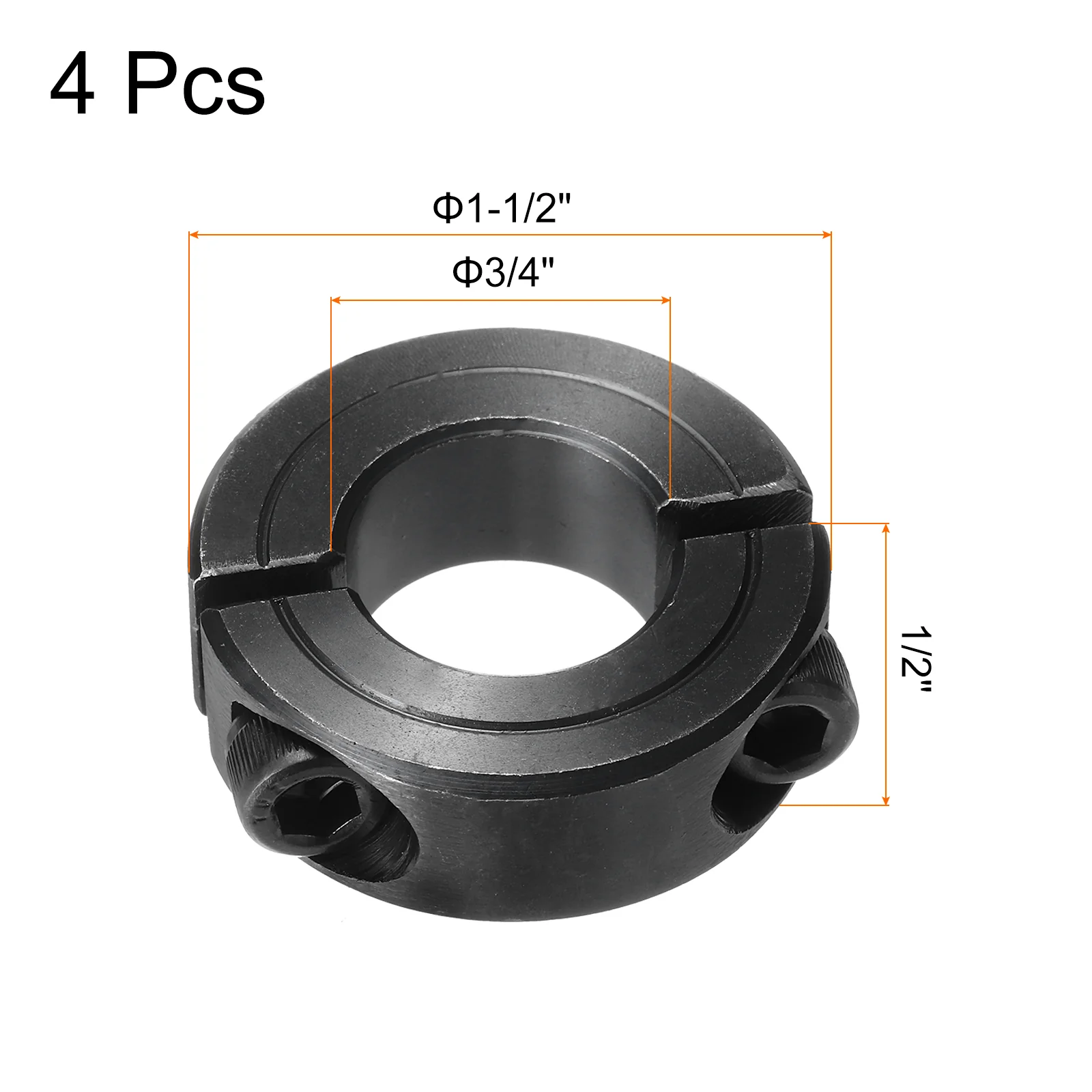 Shaft Collar 3/4" Bore Double Split Carbon Steel Clamping Collar Shaft Collars with Set Screw Black 4 Pack - Image 2