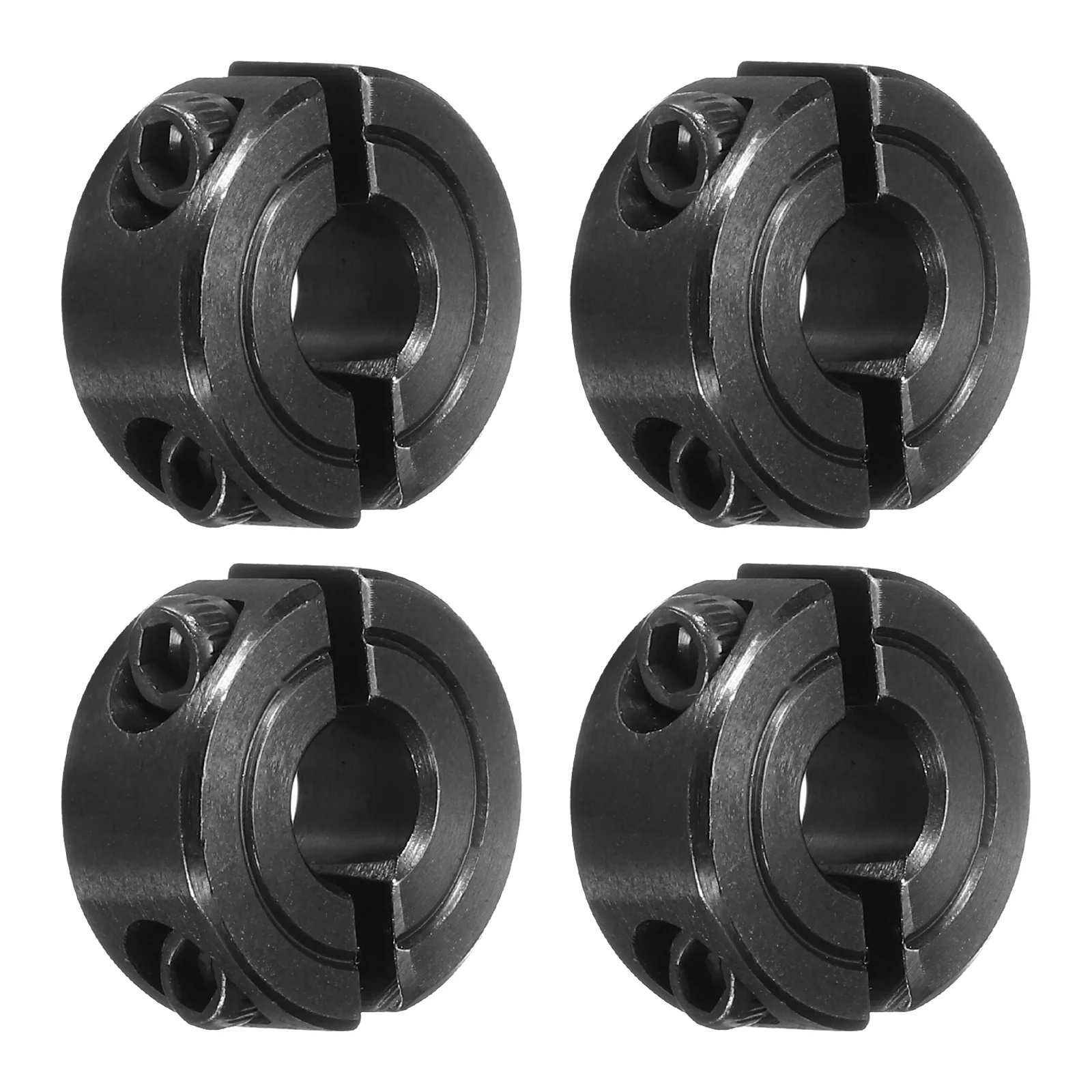 Shaft Collar 1/4" Bore Double Split Carbon Steel Clamping Collar Shaft Collars with Set Screw Black 4 Pack