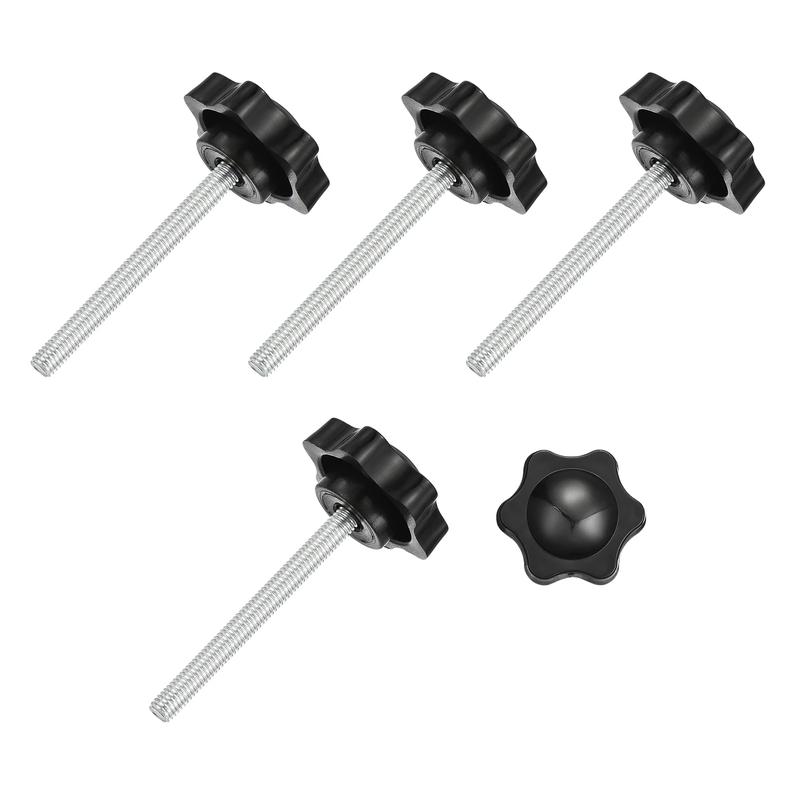 Uxcell 5Pcs Star Knobs, M6x60mm Plastic Hex Shaped Clamping Handle Screw Knobs, Hand Tightening Star Screw Knob for Machinery Umbrella Base Replacement