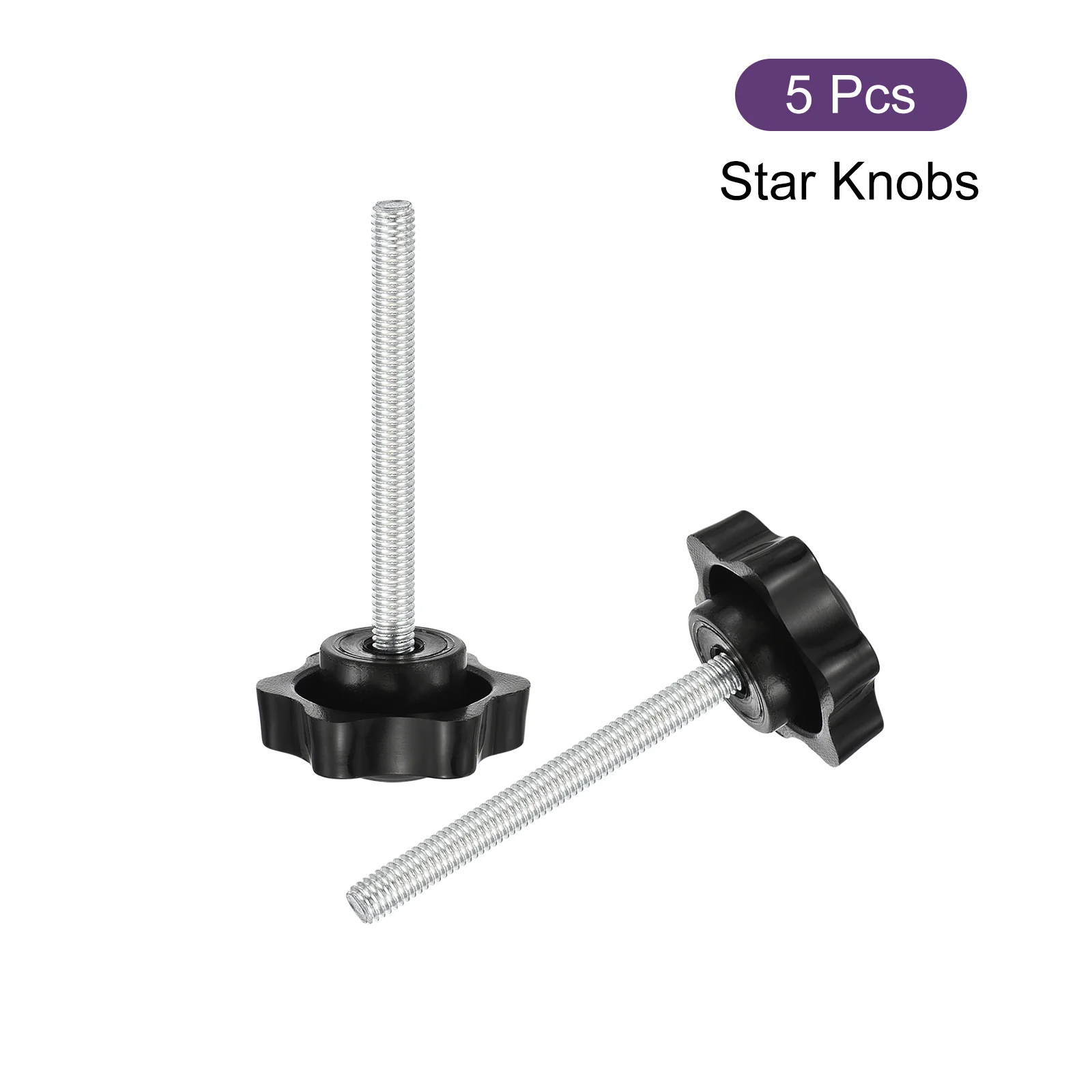 Uxcell 5Pcs Star Knobs, M6x60mm Plastic Hex Shaped Clamping Handle Screw Knobs, Hand Tightening Star Screw Knob for Machinery Umbrella Base Replacement - Image 3