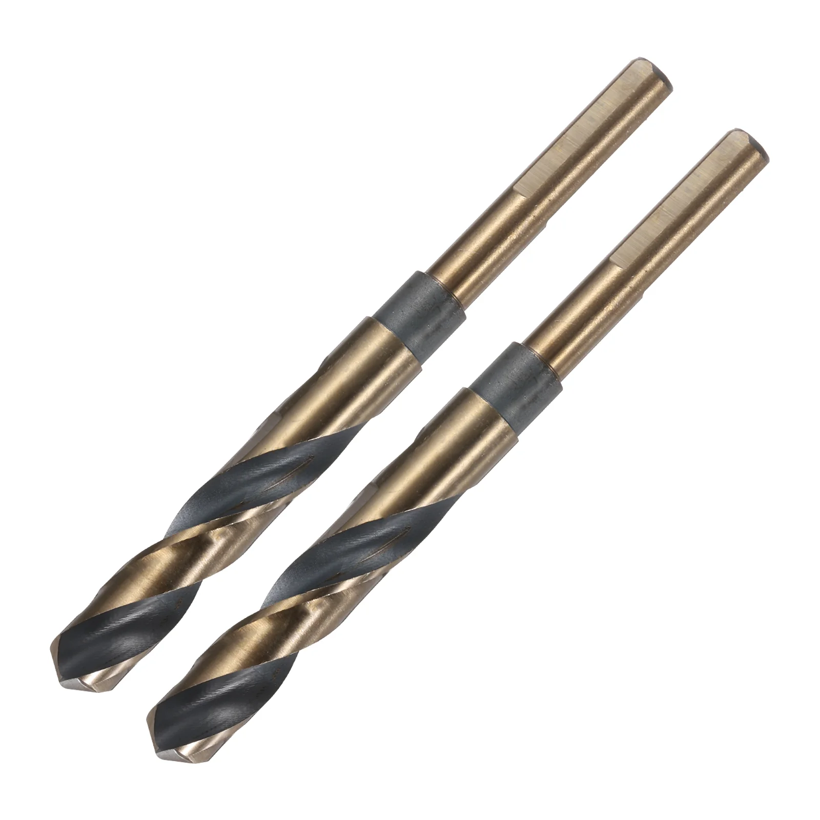 Uxcell 2pcs Reduced Shank Twist Drill Bits 14mm HSS-4341 Nitride & Titanium Coated