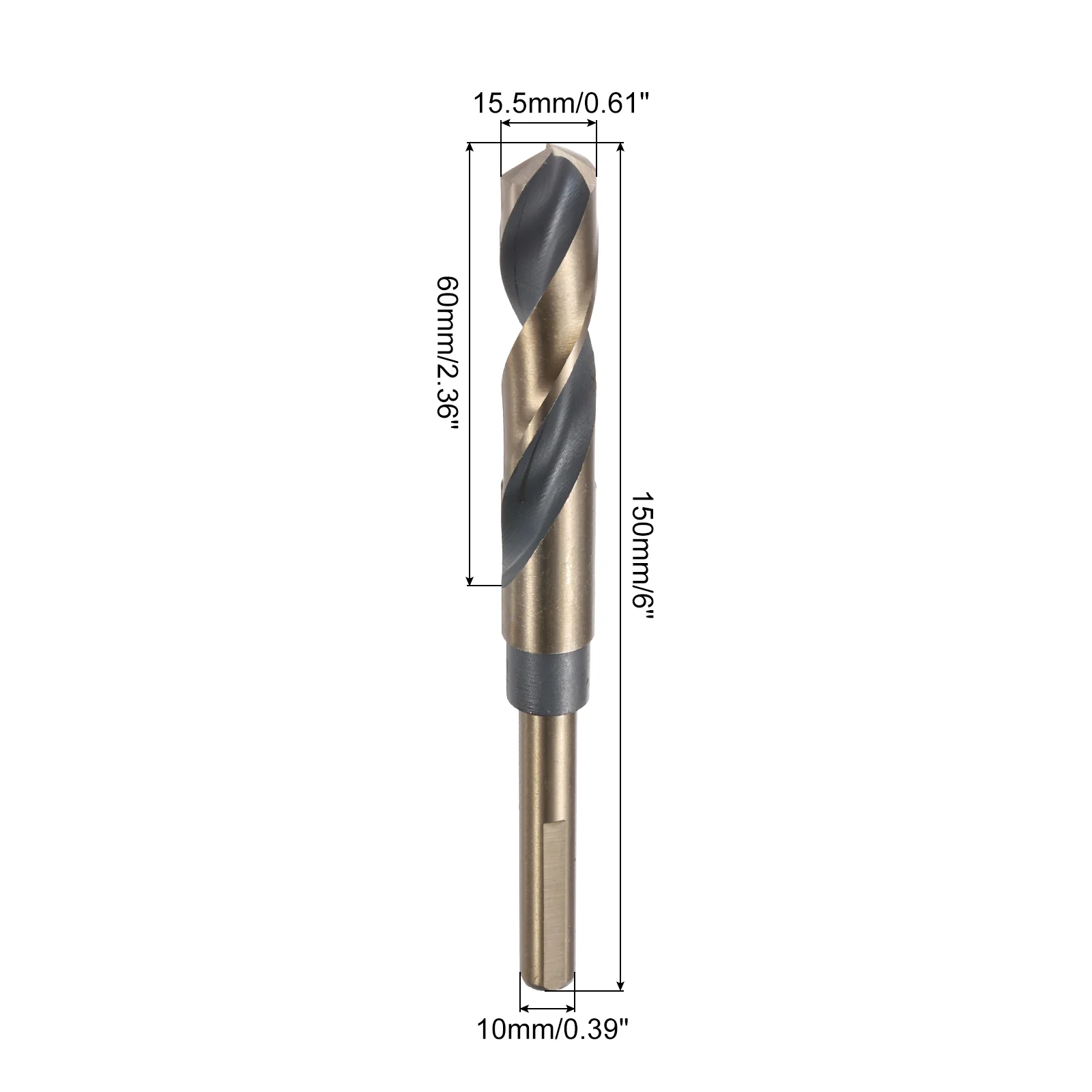 Uxcell 2pcs Reduced Shank Twist Drill Bits 15.5mm HSS-4341 Nitride & Titanium Coated - Image 2