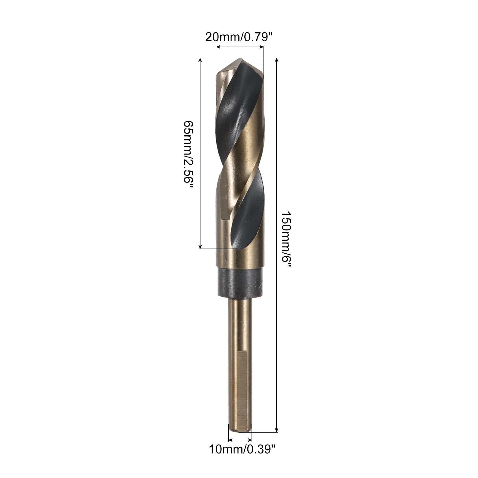 Uxcell 2pcs Reduced Shank Twist Drill Bits 20mm HSS-4341 Nitride & Titanium Coated - Image 2
