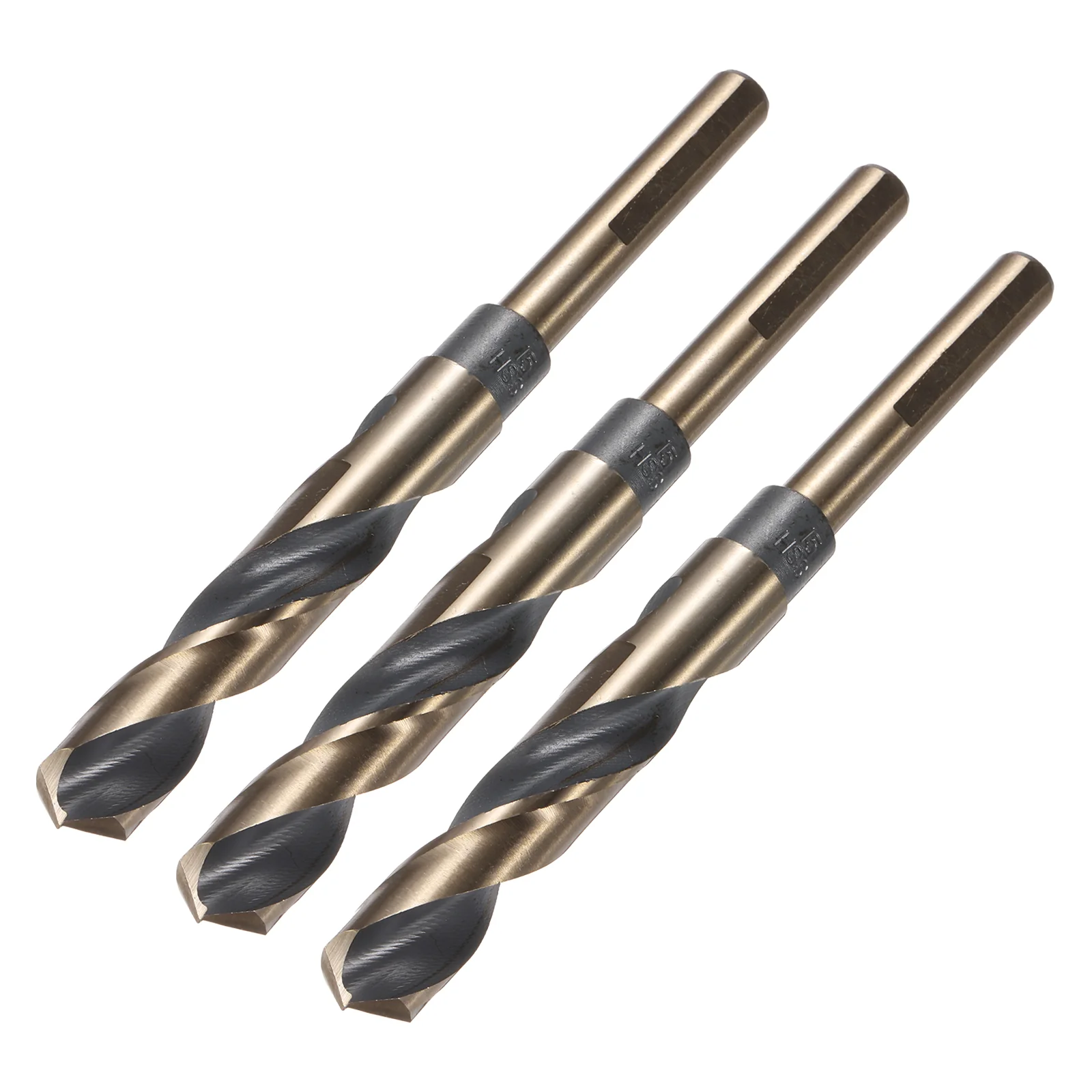 Uxcell 3pcs Reduced Shank Twist Drill Bits 15mm HSS-4341 Nitride & Titanium Coated