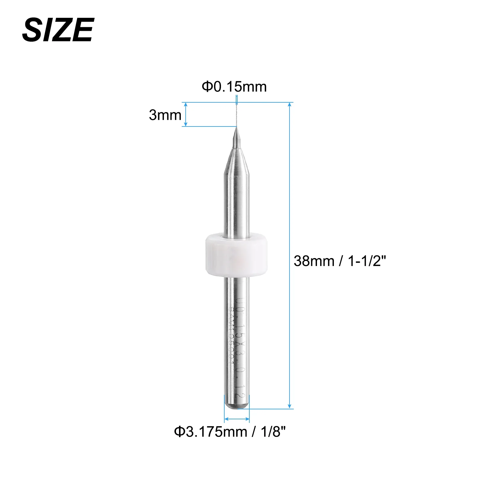 Uxcell 0.15mm Tungsten Carbide CNC Engraving Print Circuit Board PCB Drill Bits 5 Pcs - Image 2