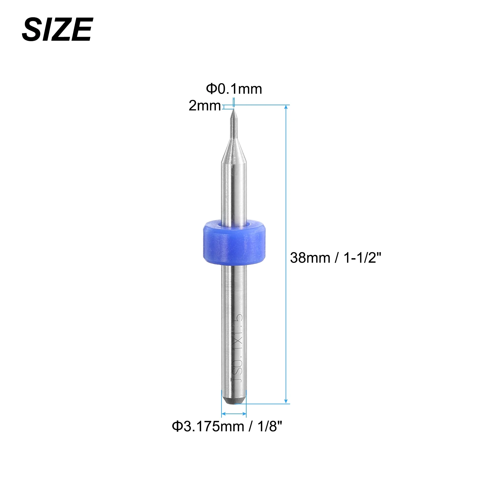 Uxcell 0.1mm Tungsten Carbide CNC Engraving Print Circuit Board PCB Drill Bits 5 Pcs - Image 2