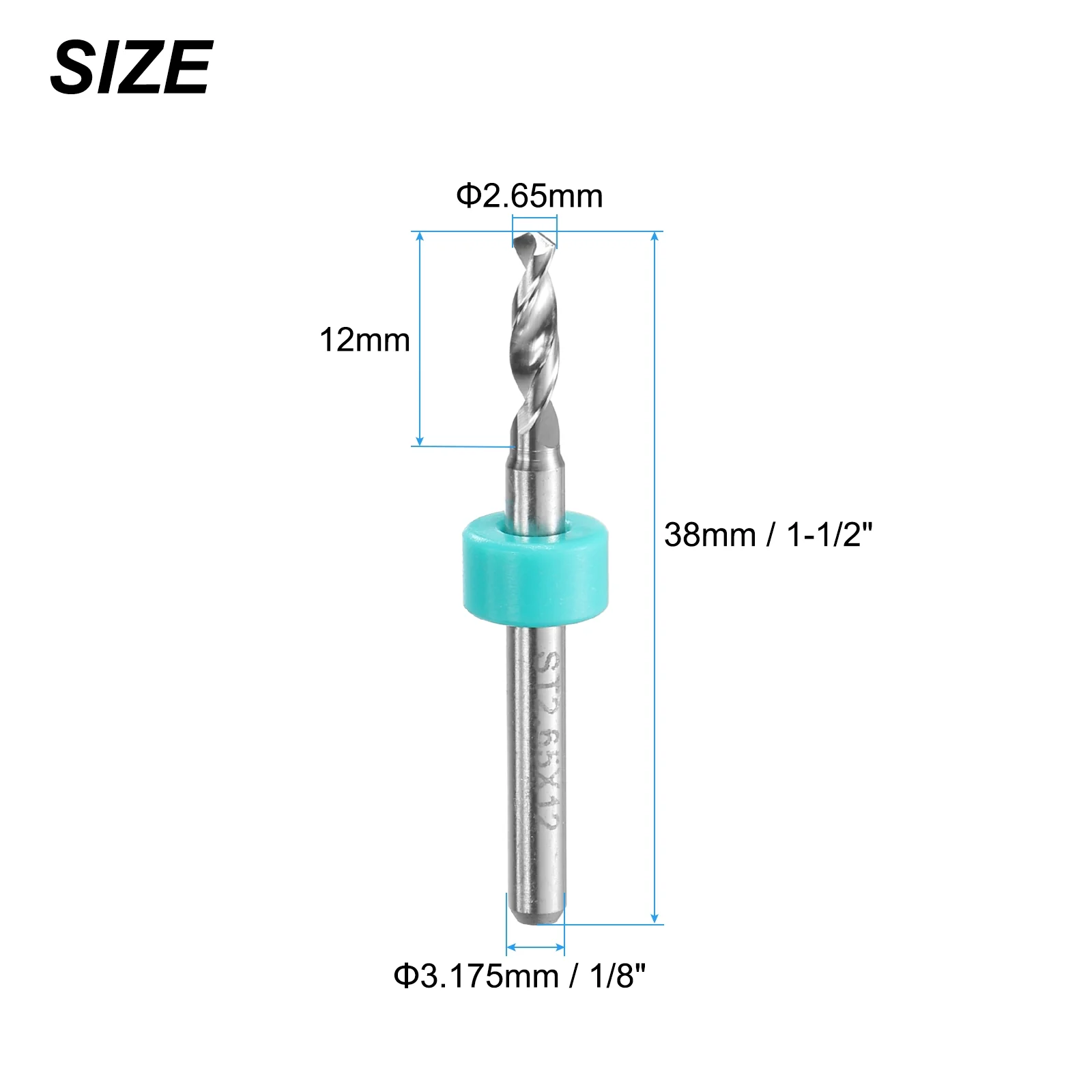 Uxcell 2.65mm Tungsten Carbide CNC Engraving Print Circuit Board PCB Drill Bits 5 Pcs - Image 2