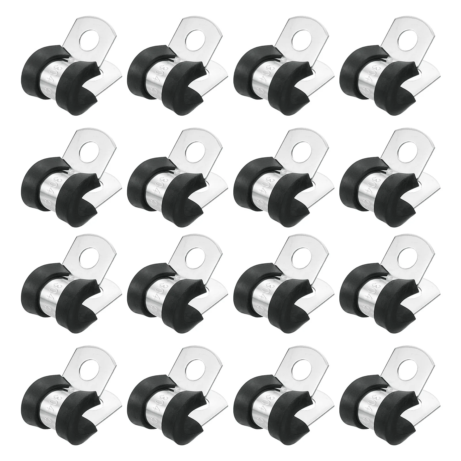Uxcell 1/4"(6mm) Cable Clamp, 304 Stainless Steel Rubber Cushioned 20Pcs