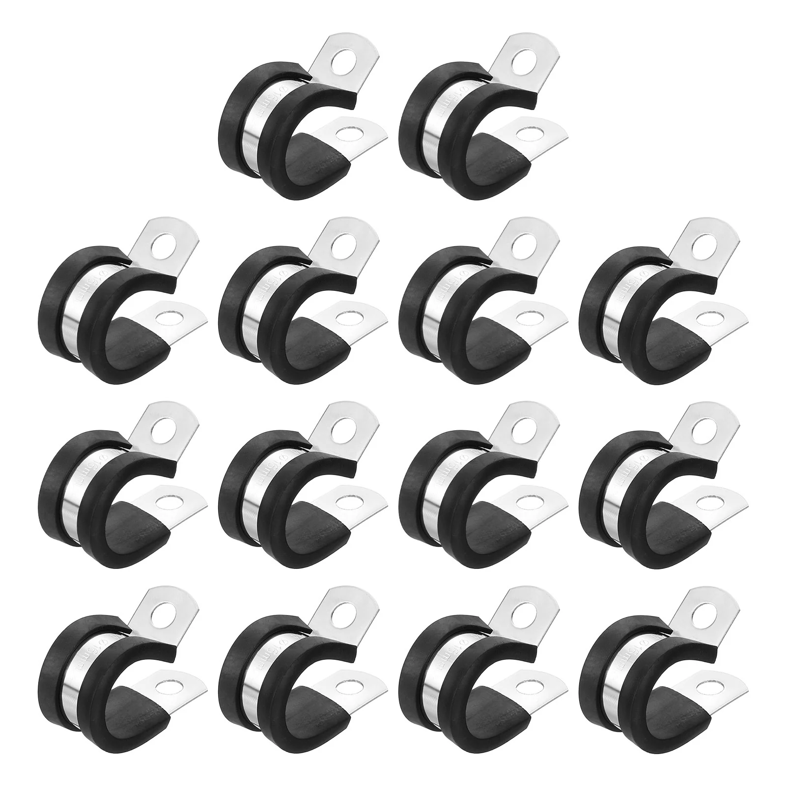 Uxcell 5/8"(16mm) Cable Clamp, 304 Stainless Steel Rubber Cushioned 14Pcs