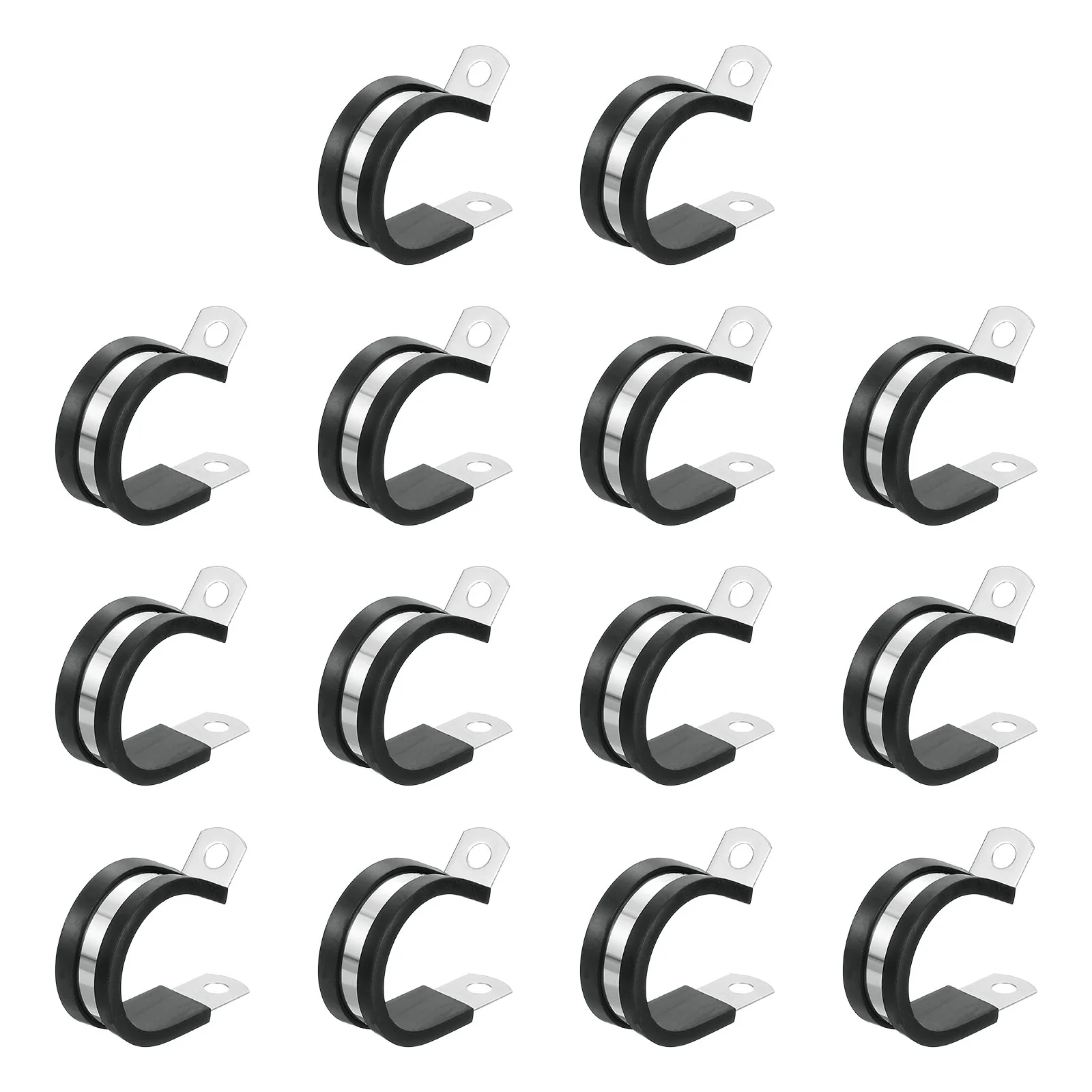 Uxcell 1-1/8"(28mm) Cable Clamp, 304 Stainless Steel Rubber Cushioned 14Pcs