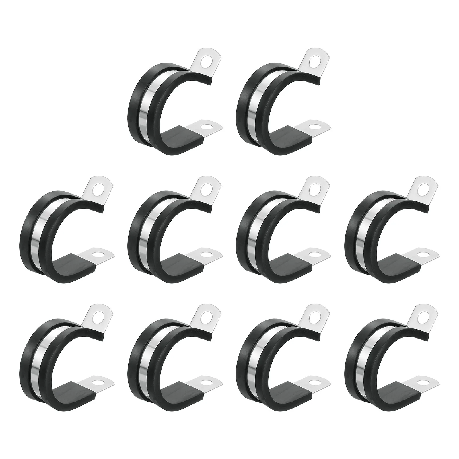 Uxcell 1-1/8"(28mm) Cable Clamp, 304 Stainless Steel Rubber Cushioned 10Pcs