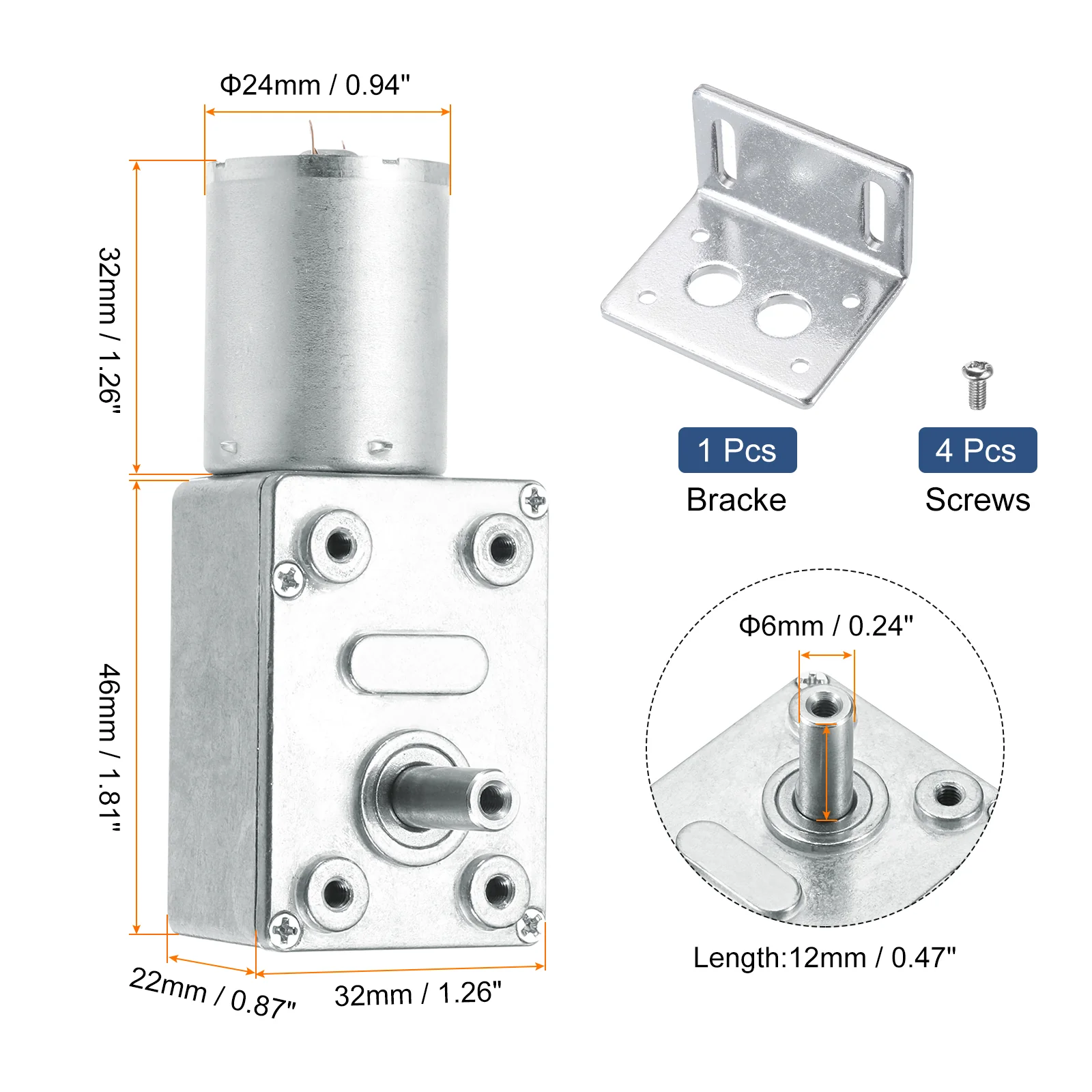 DC 12V 30 RPM Worm Geared Motor 6mm D Shape Shaft High Torque Gear Box - Image 2