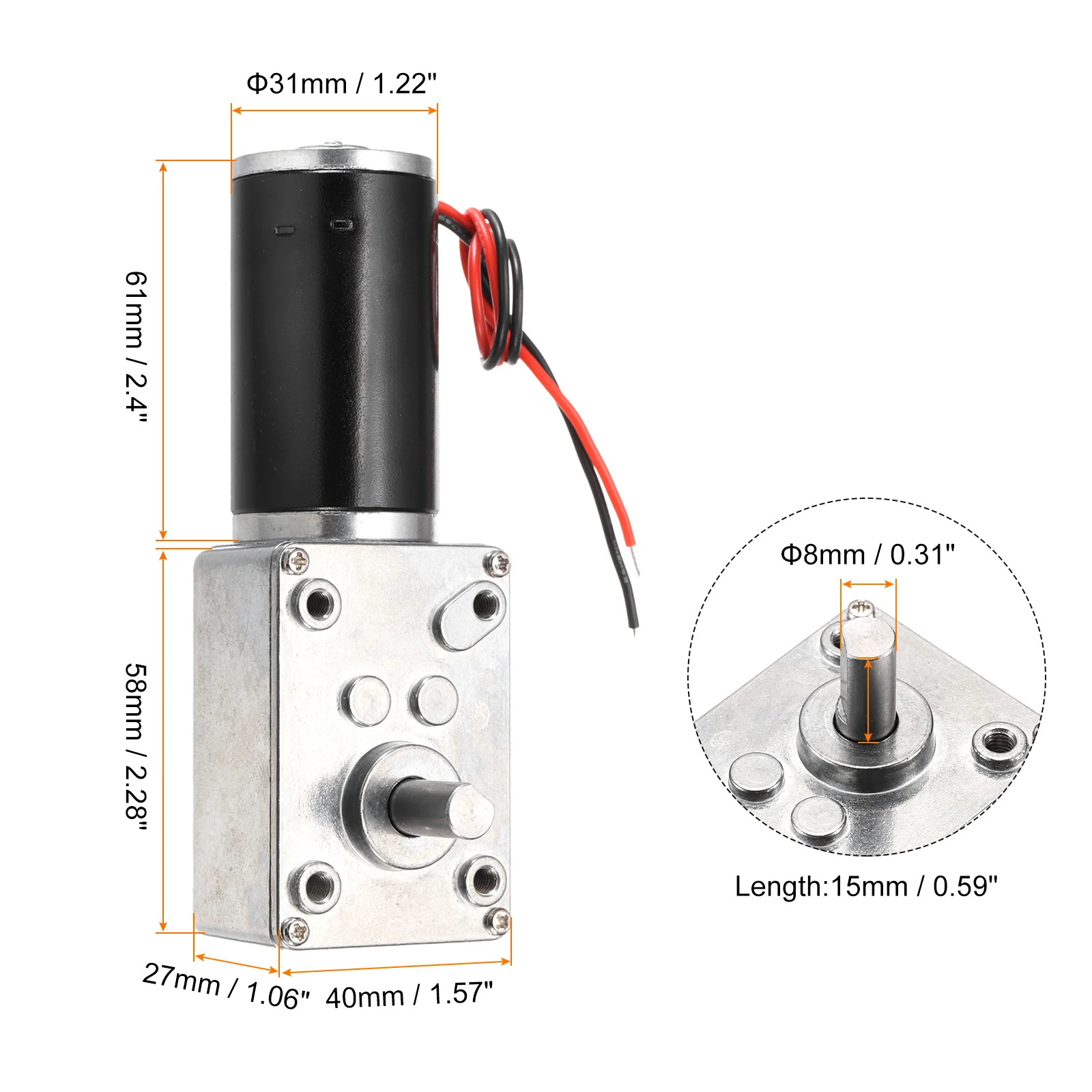DC 12V 30 RPM Worm Geared Motor 8mm D Shape Shaft High Torque Gear Box - Image 2
