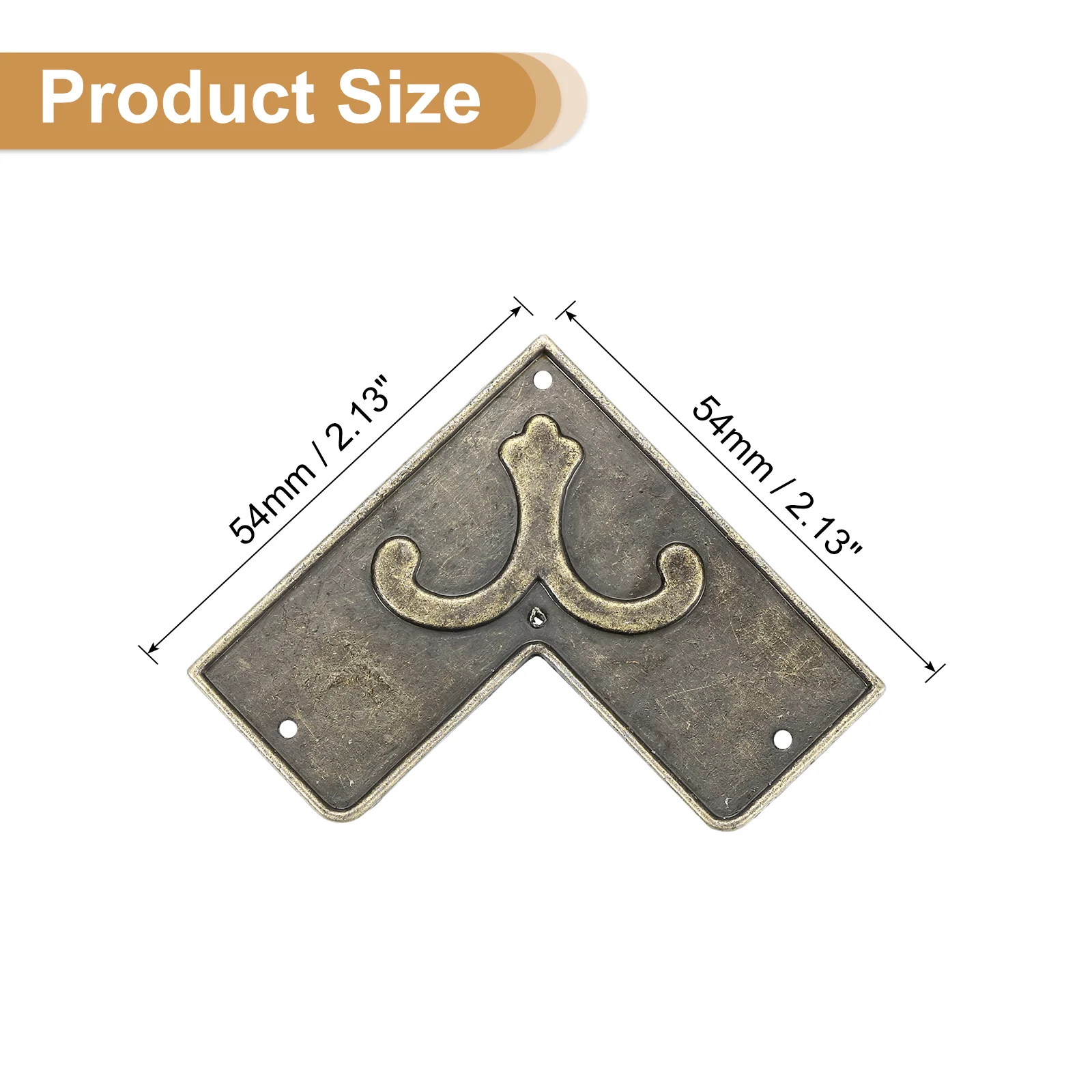 Uxcell 12Pcs 2.1" x 2.1" Vintage Flat Corner Bracket with Mounting Nails, Bronze - Image 2