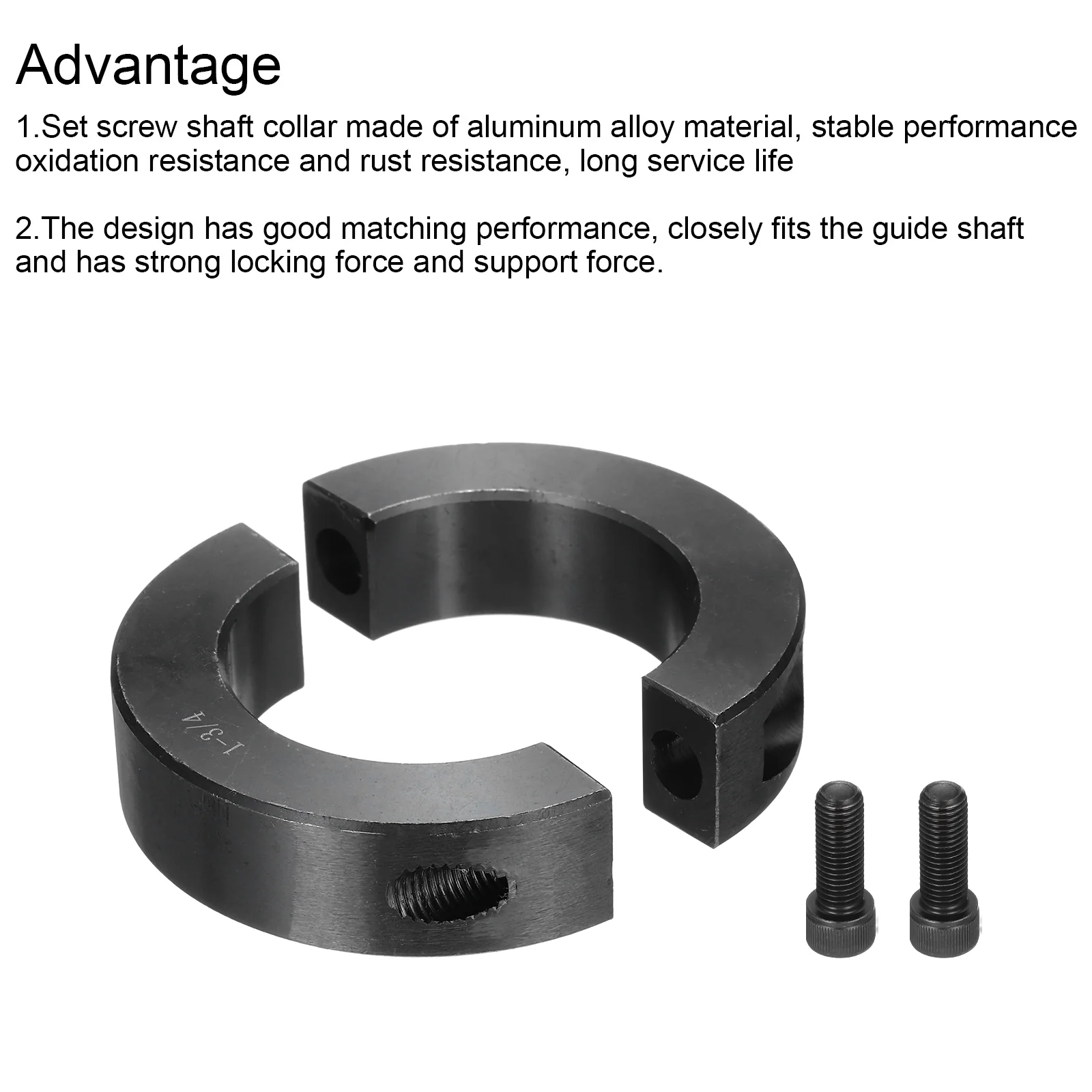 Shaft Collar 1 3/4" Bore Double Split Carbon Steel Clamping Collar Shaft Collars with Set Screw Black - Image 4