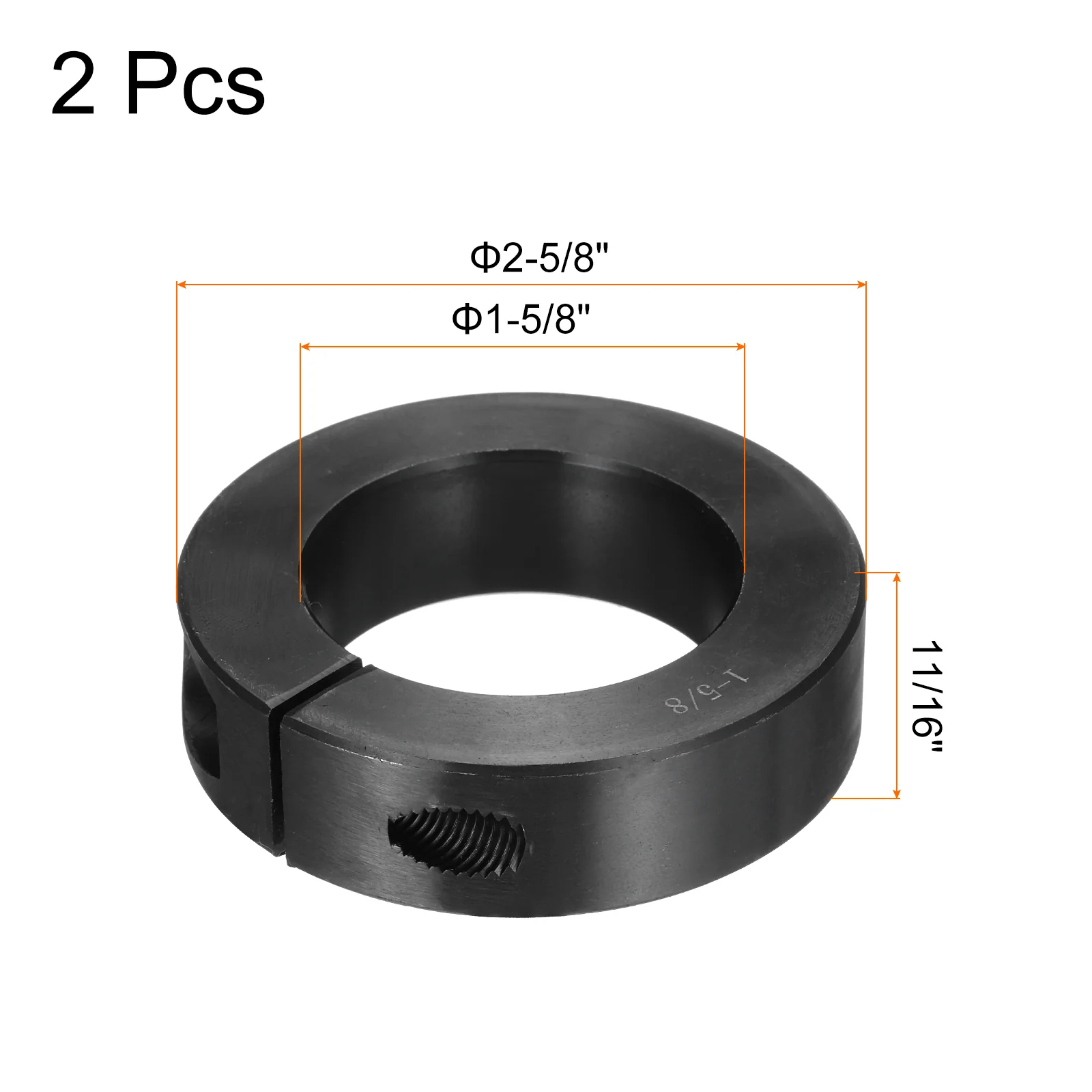 Shaft Collar 1 5/8" Bore Double Split Carbon Steel Clamping Collar Shaft Collars with Set Screw Black 2 Pack - Image 2