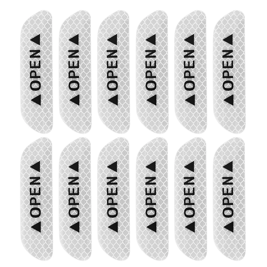 Car Reflective Stickers Night Visibility Warning Reflective Door Open Sign Tape Universal Adhesive for Auto 9.5 x 2.5cm Silver Tone 12pcs