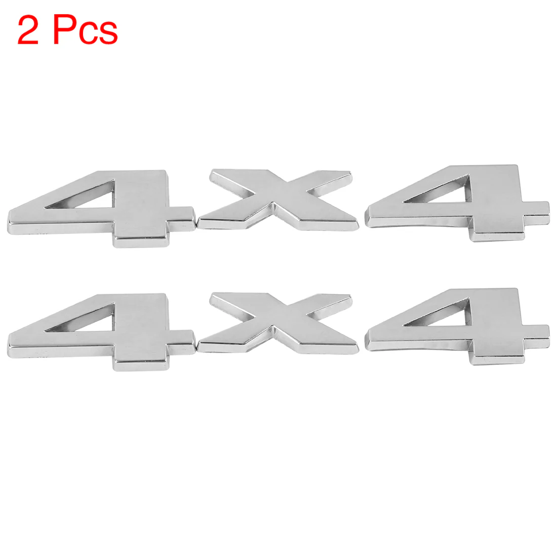 2 Pcs Car Body 4X4 Shape Metal Decorative Emblem Badge Decal Sticker Silver Tone - Image 2