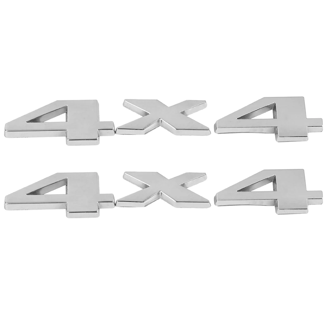 2 Pcs Car Body 4X4 Shape Metal Decorative Emblem Badge Decal Sticker Silver Tone - Image 3