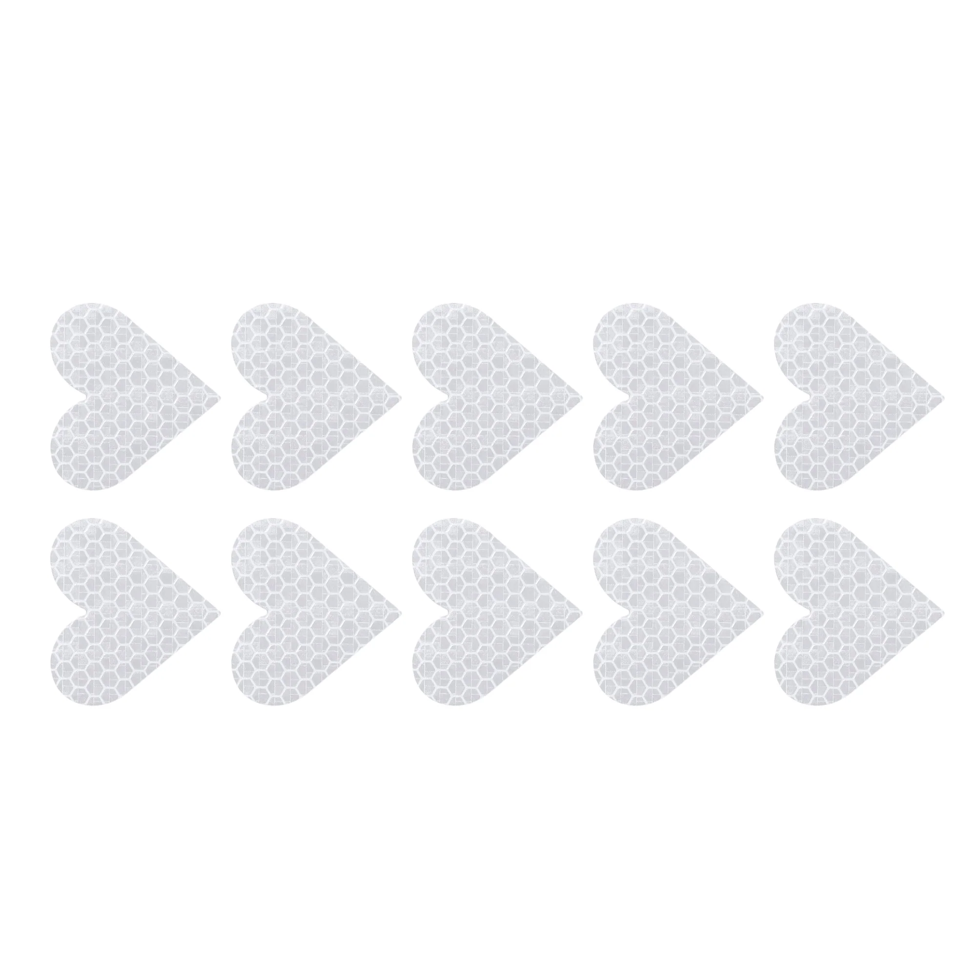 10 Pcs Reflective Stickers, 1.93"x1.73" Heart Shape Safety Tape Reflector Universal for Cars Trucks Trailers Waterproof PET White