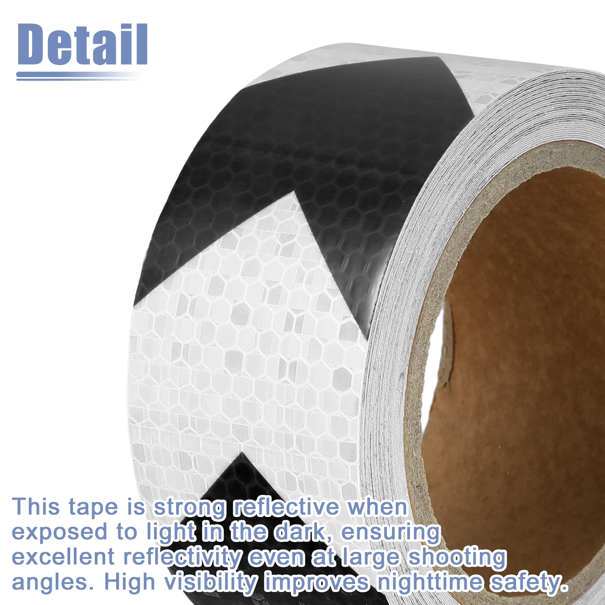 Universal 5cmx10m Black and White Arrow Car Reflective Stickers Reflective Tape Safety Warning Reflective Protector - Pack of 1 - Image 6