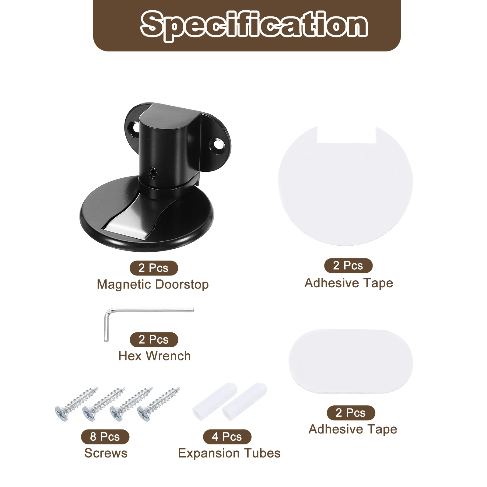 Uxcell 2Pcs Magnetic Door Stopper, Adjustable Floor Door Stop with Adhesive Tape Black - Image 3