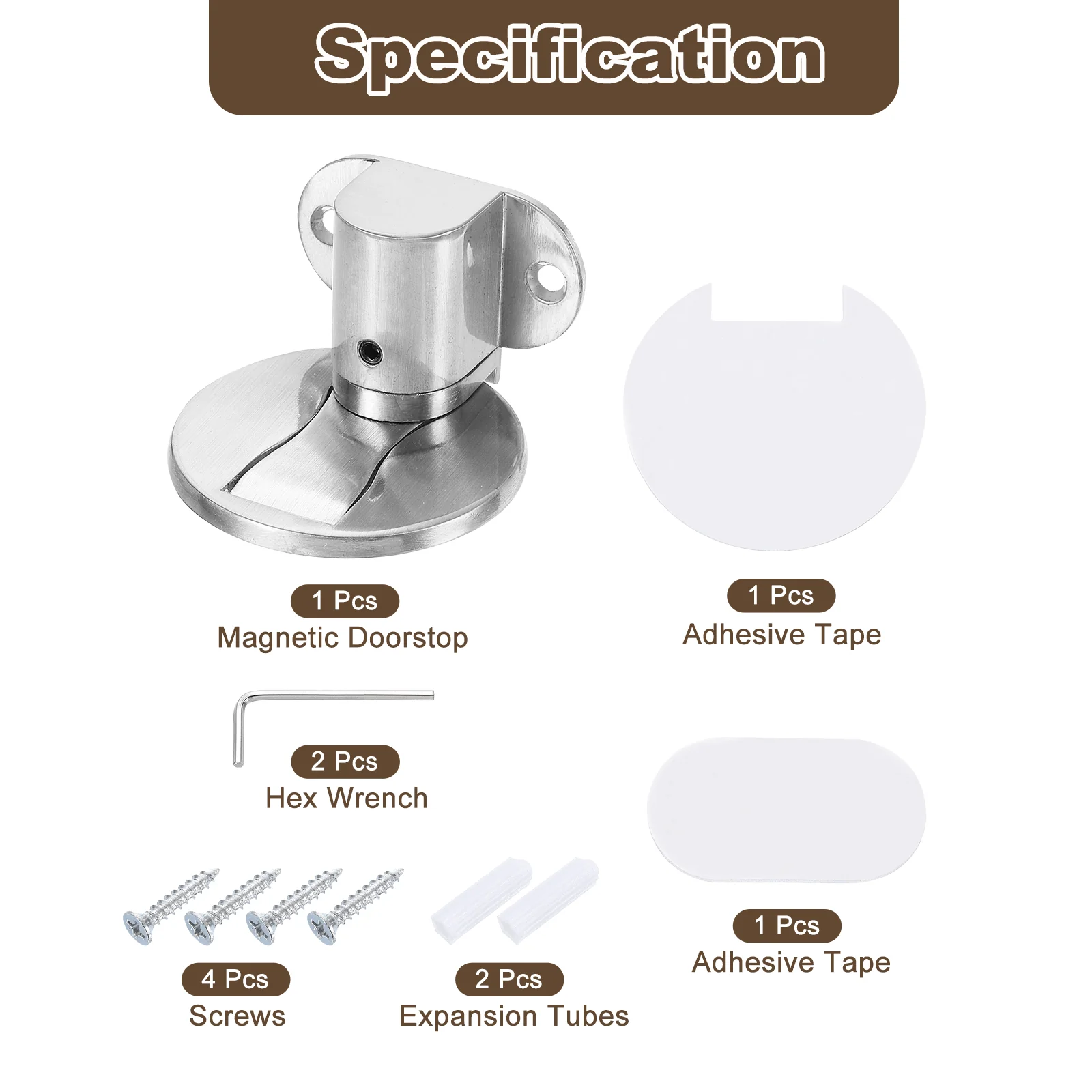 Uxcell Magnetic Door Stopper, Adjustable Floor Door Stop with Adhesive Tape Silver - Image 3