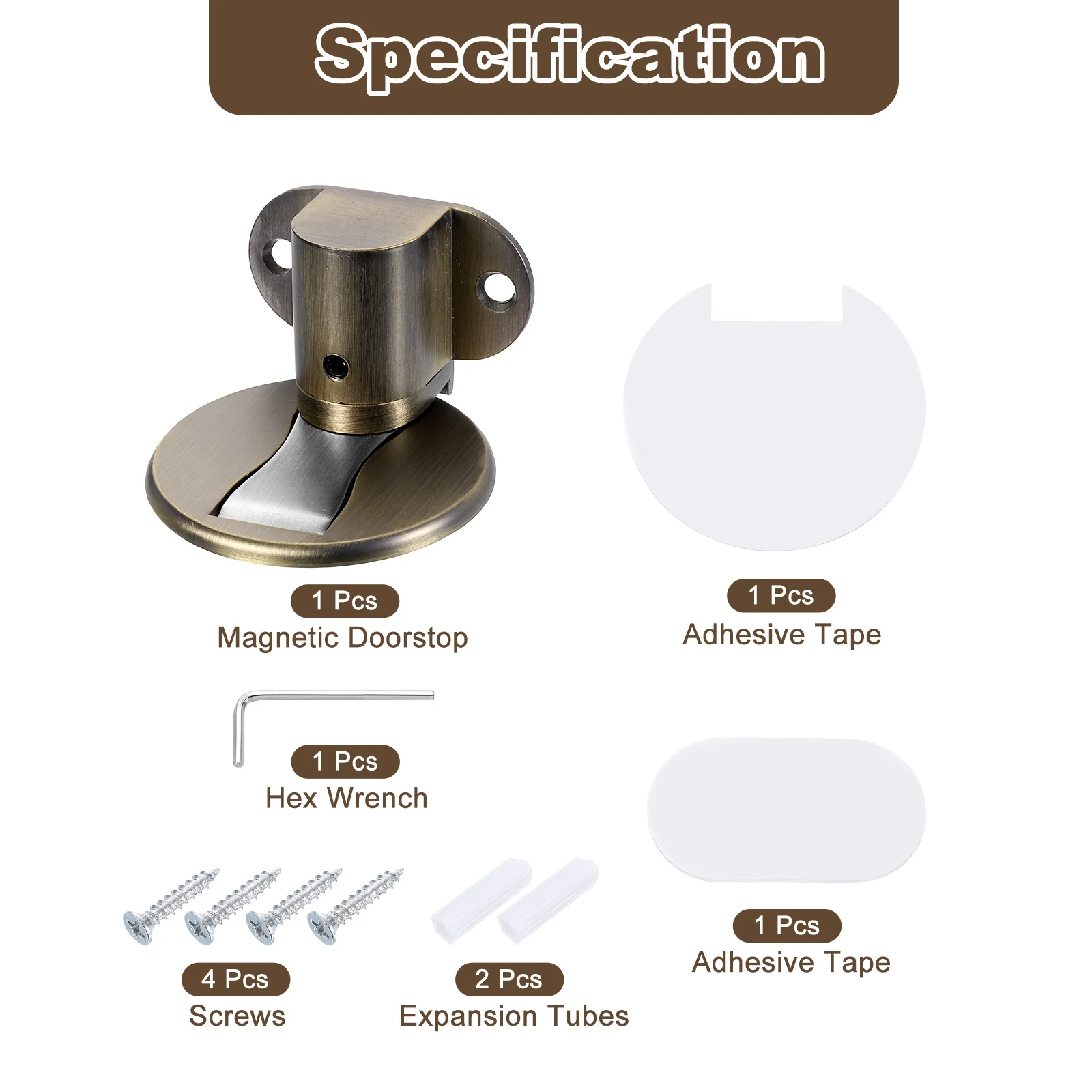 Uxcell Magnetic Door Stopper, Adjustable Floor Door Stop with Adhesive Tape Bronze - Image 3