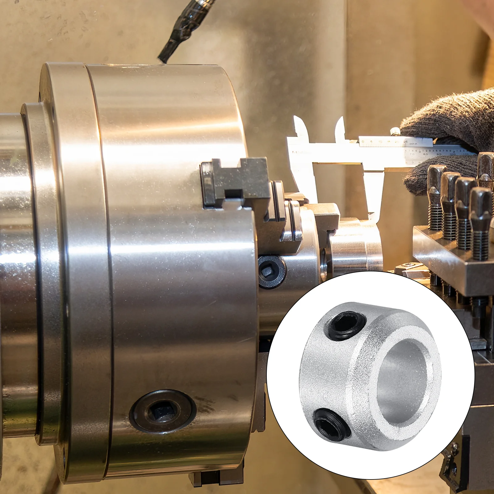 Shaft Collar 0.31 Inch Bore Aluminum Set Screw Style Clamping Collars Silver 2 Pcs - Image 5