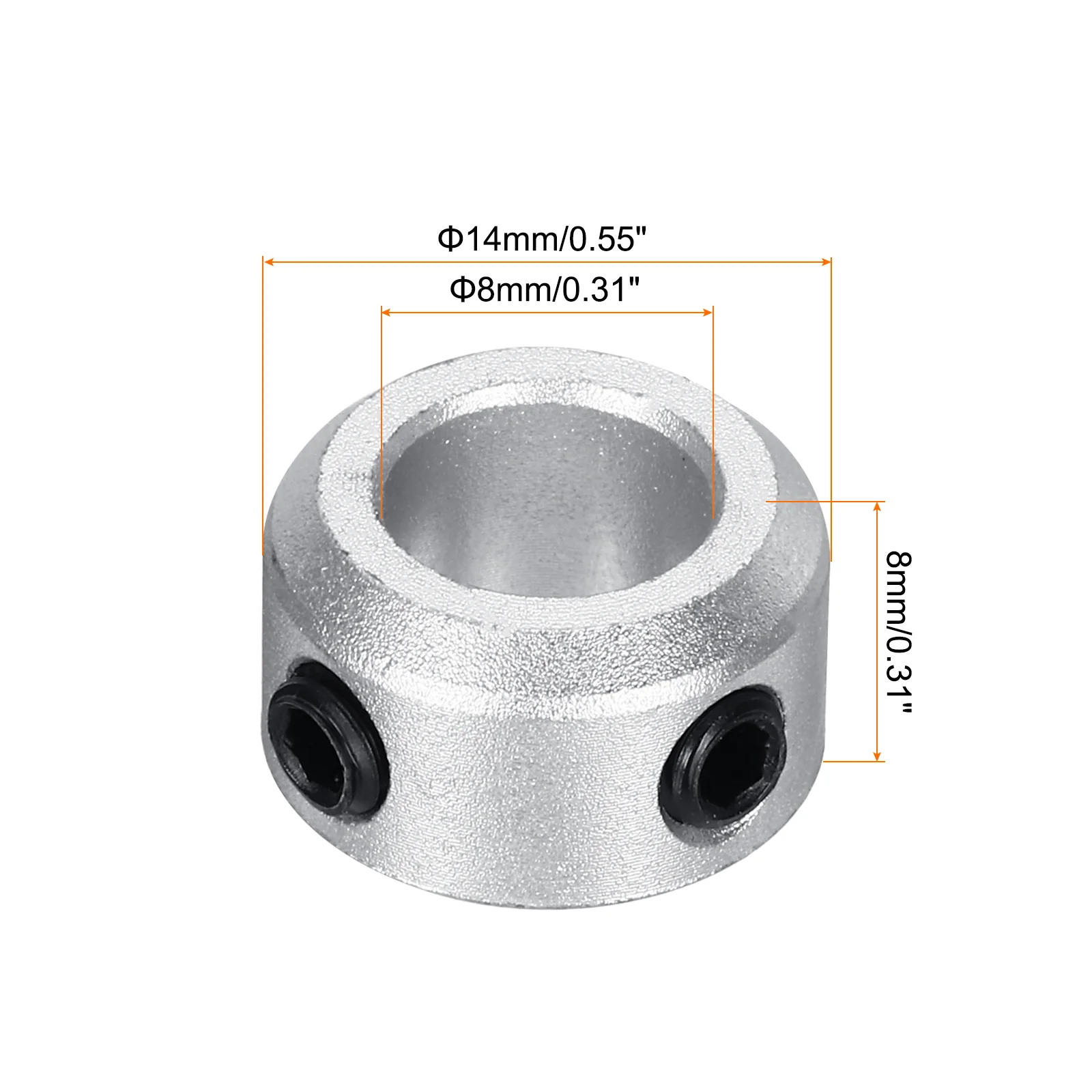 Shaft Collar 0.31 Inch Bore Aluminum Set Screw Style Clamping Collars Silver 10 Pcs - Image 2