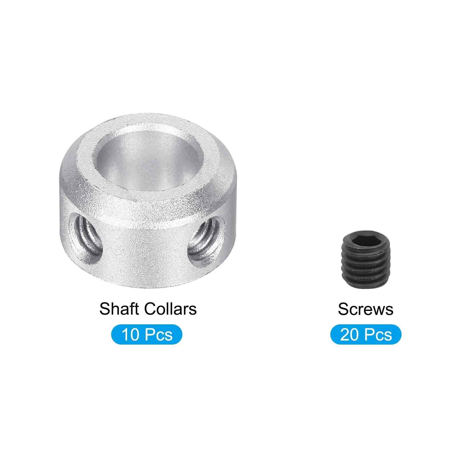 Shaft Collar 0.31 Inch Bore Aluminum Set Screw Style Clamping Collars Silver 10 Pcs - Image 3