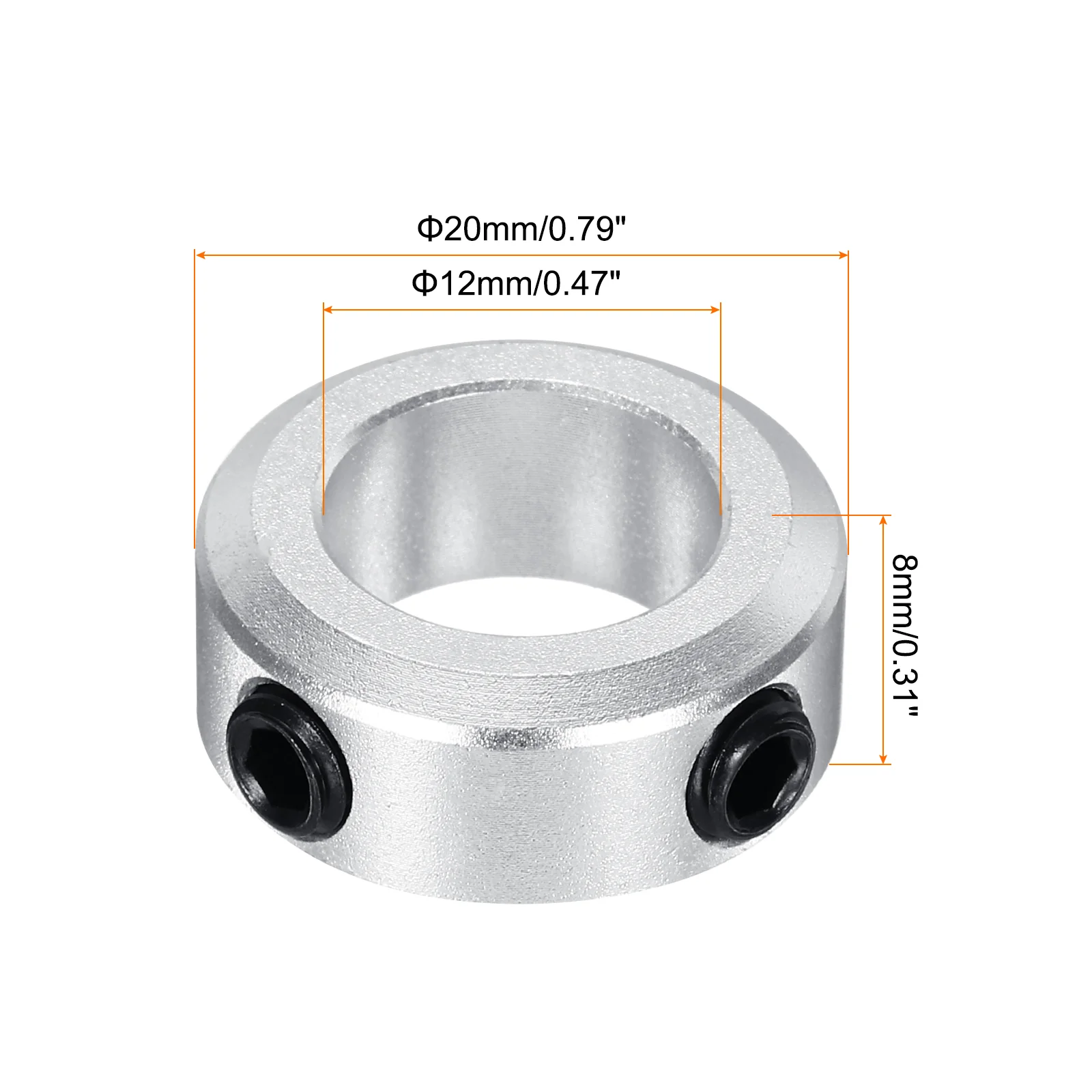 Shaft Collar 0.47 Inch Bore Aluminum Set Screw Style Clamping Collars Silver 10 Pcs - Image 2