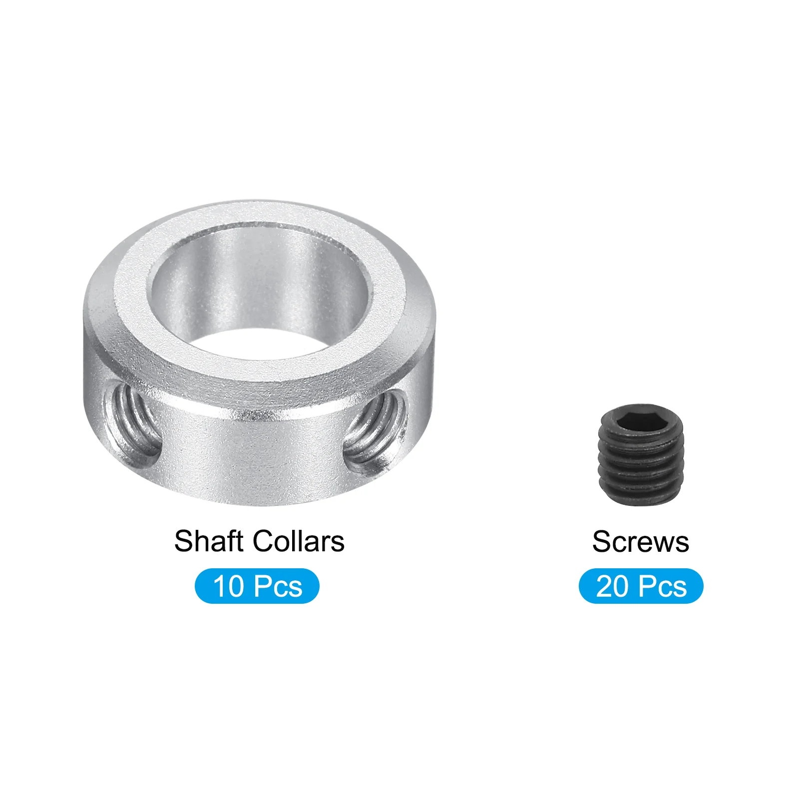 Shaft Collar 0.47 Inch Bore Aluminum Set Screw Style Clamping Collars Silver 10 Pcs - Image 3