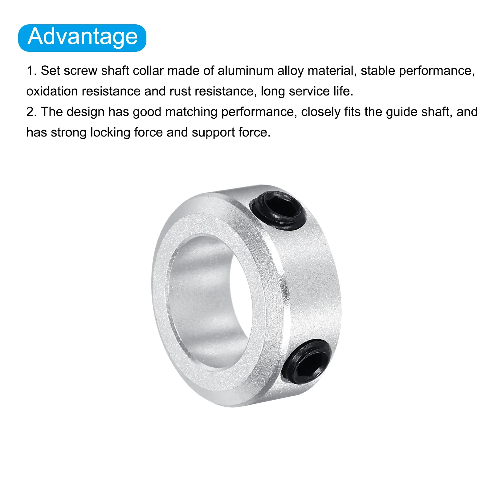 Shaft Collar 0.47 Inch Bore Aluminum Set Screw Style Clamping Collars Silver 10 Pcs - Image 4