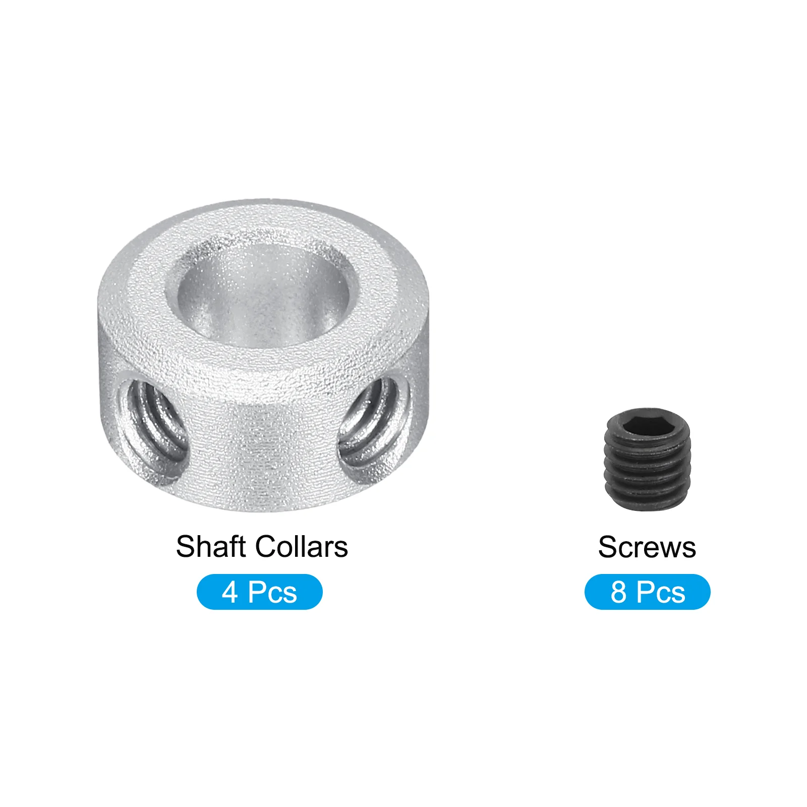 Shaft Collar 0.24 Inch Bore Aluminum Set Screw Style Clamping Collars Silver 4 Pcs - Image 3