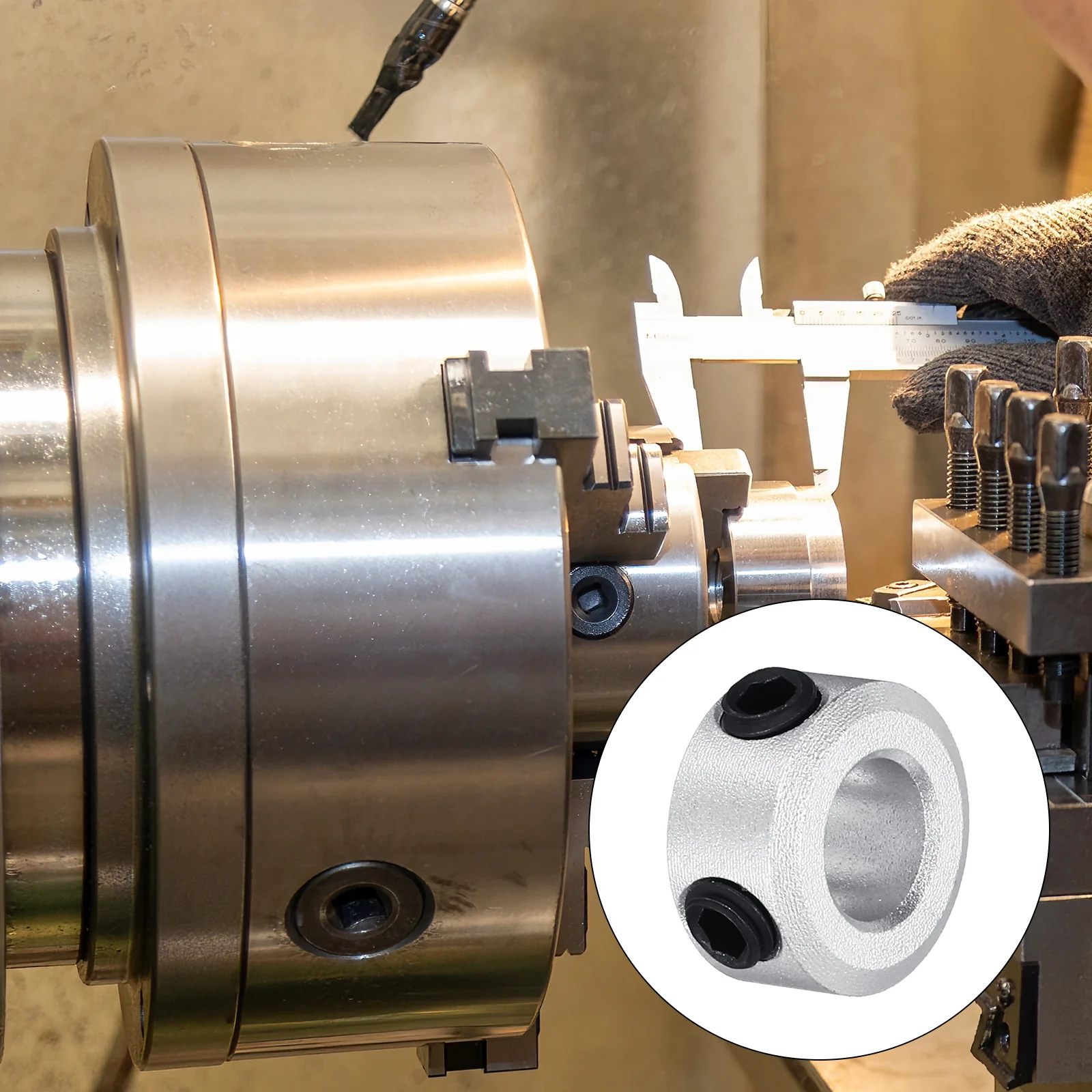 Shaft Collar 0.24 Inch Bore Aluminum Set Screw Style Clamping Collars Silver 4 Pcs - Image 5