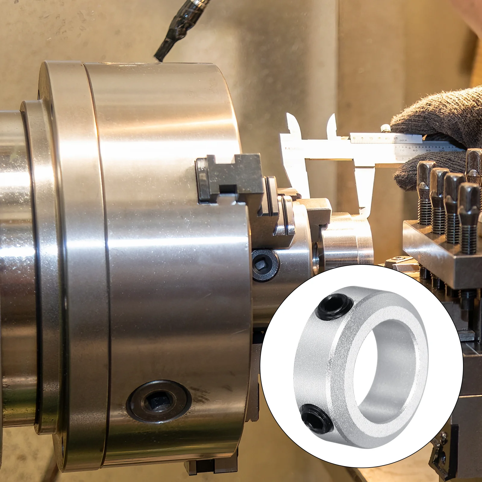 Shaft Collar 0.55 Inch Bore Aluminum Set Screw Style Clamping Collars Silver 2 Pcs - Image 5