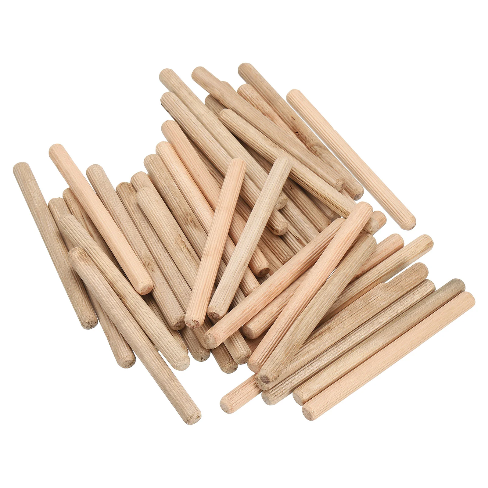 Uxcell 50Pcs 3/8" x 4-3/4" Wooden Dowel Pins, Furniture Woodwork Grooved Fluted Pin