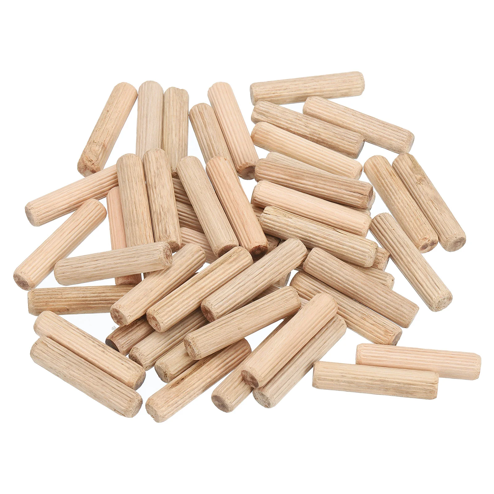 Uxcell 100Pcs 3/8" x 1-3/4" Wooden Dowel Pins, Furniture Woodwork Grooved Fluted Pin