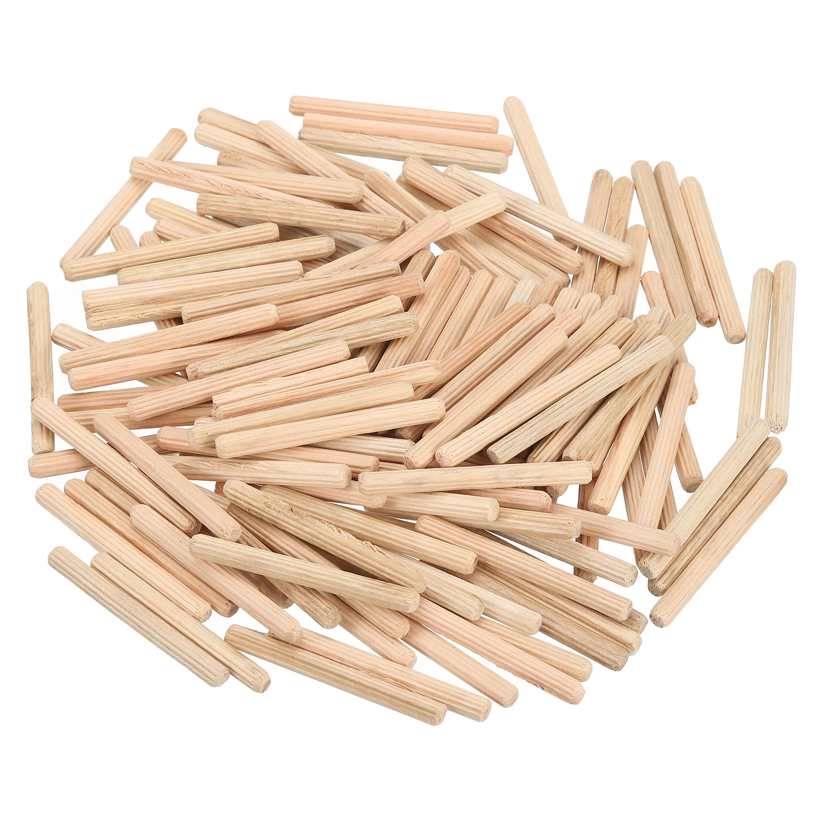 Uxcell 150Pcs 3/16" x 2" Wooden Dowel Pins, Furniture Woodwork Grooved Fluted Pin