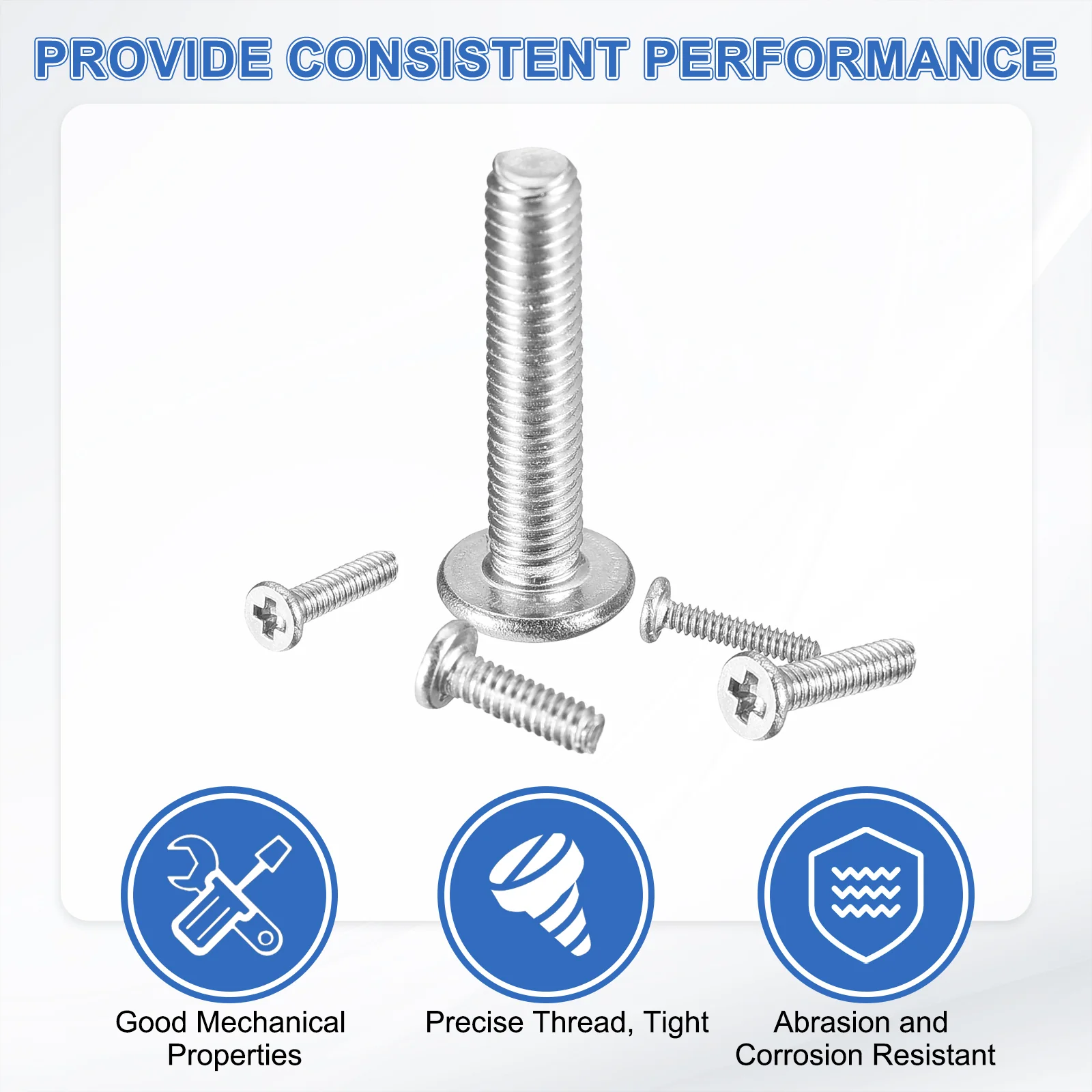 Uxcell M1.6-0.35 x 12mm 20Pcs Flat Round Head Screws 304 Stainless Steel Phillips Drive Machine Screws Hardware Fastener for Furniture Connection - Image 4