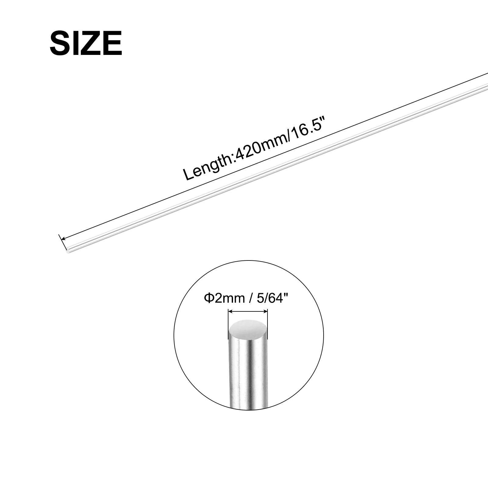 5/64 Inch x 16.5 Inch 304 Stainless Steel Solid Round Rods Metal Lathe Bar Stock for DIY Craft 2 Pcs - Image 2