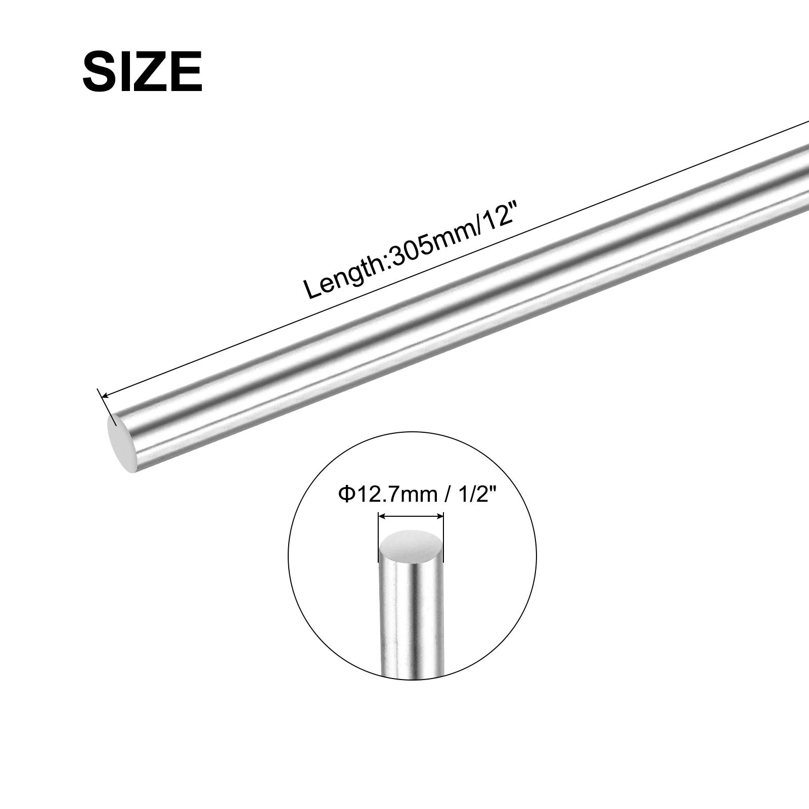 1/2 Inch x 12 Inch 304 Stainless Steel Solid Round Rods Metal Lathe Bar Stock for DIY Craft 4 Pcs - Image 2