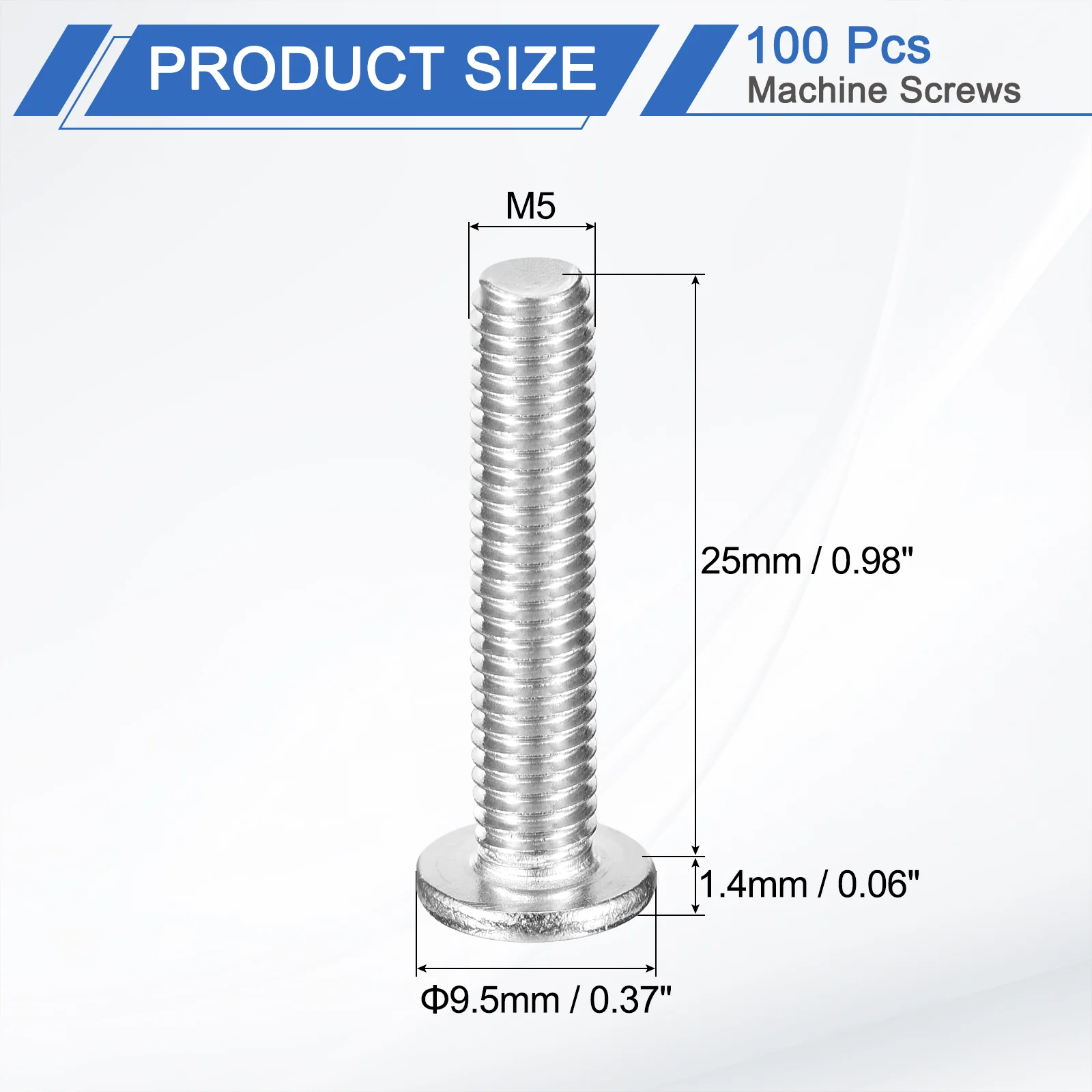 Uxcell M5-0.8 x 25mm 100Pcs Flat Round Head Screws 304 Stainless Steel Phillips Drive Machine Screws Hardware Fastener for Furniture Connection - Image 2